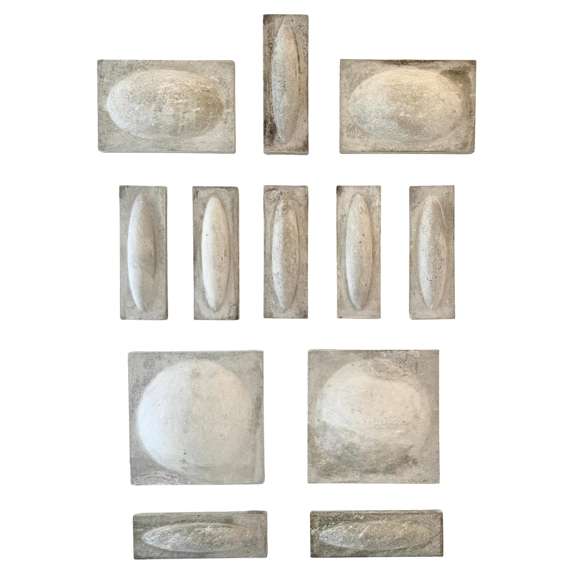 Willy Guhl 12-Piece Fiber Cement Relief Wall Sculpture, 1960s Switzerland