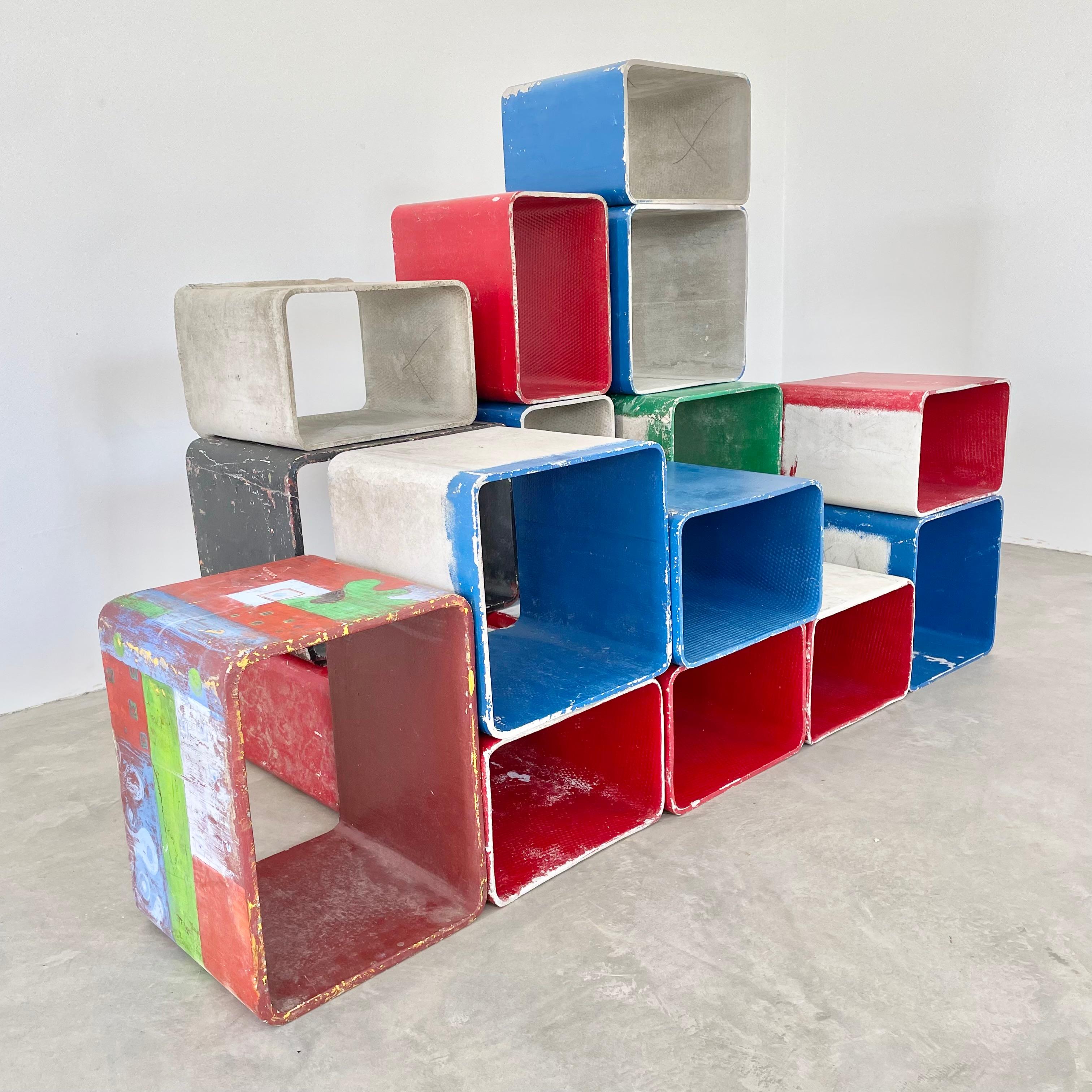 Swiss Willy Guhl 15 Piece Modular Concrete Bookcase