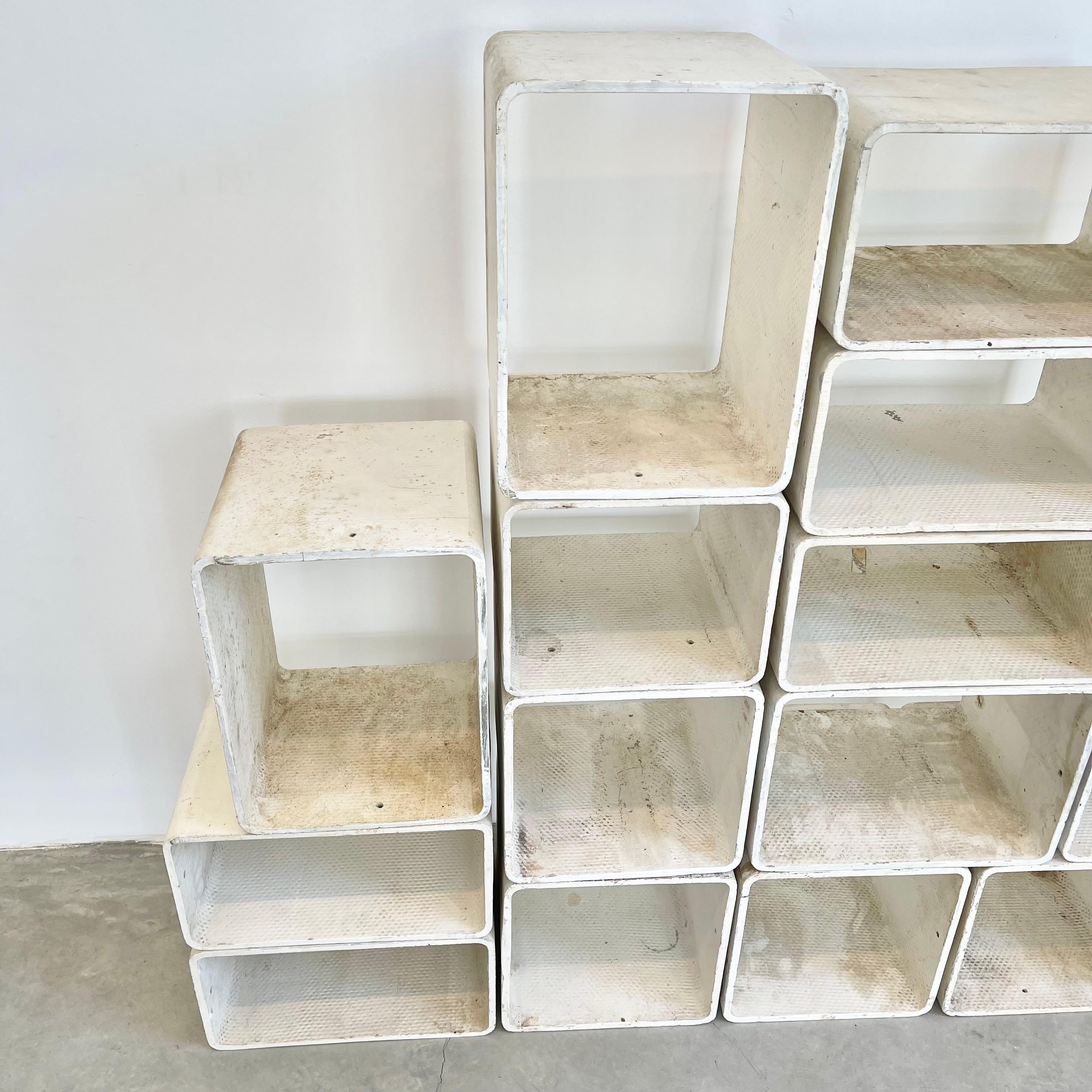 Willy Guhl 20 Piece Modular Concrete Bookcase, 1960s In Good Condition In Los Angeles, CA