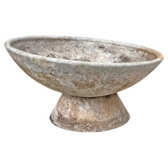 Willy Guhl 31" Adjustable 2 Piece Concrete Bowl Planter, Switzerland, 1960's