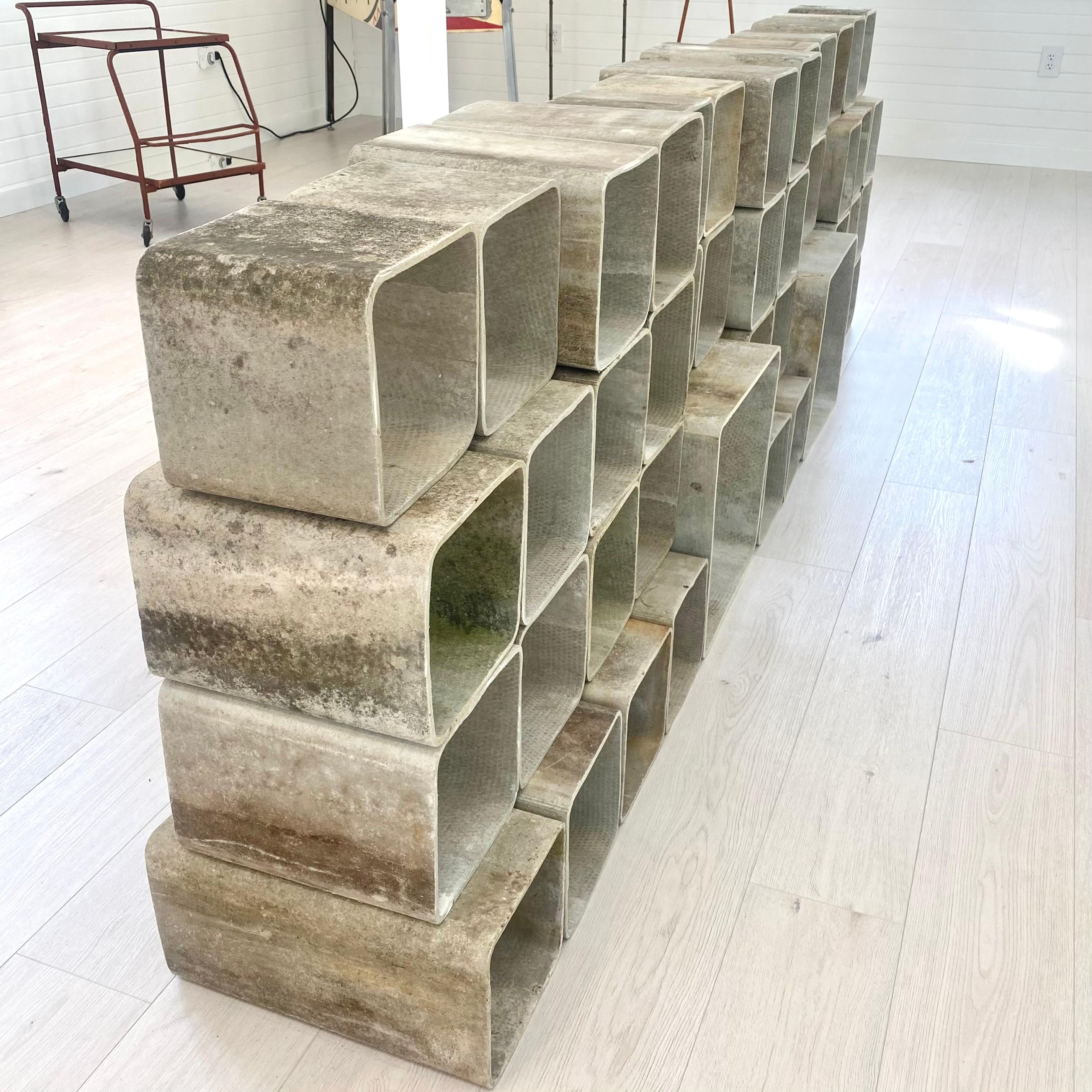 Willy Guhl 50 Piece Modular Concrete Cube Bookcase, 1960s Switzerland In Good Condition For Sale In Los Angeles, CA