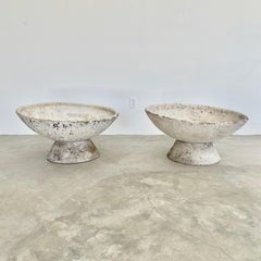 Willy Guhl 31" Adjustable 2-Piece Concrete Bowl Planters, 1960s Switzerland
