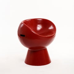 Willy Guhl and Robert Pansart Red Pod Chair in Cement, 1969