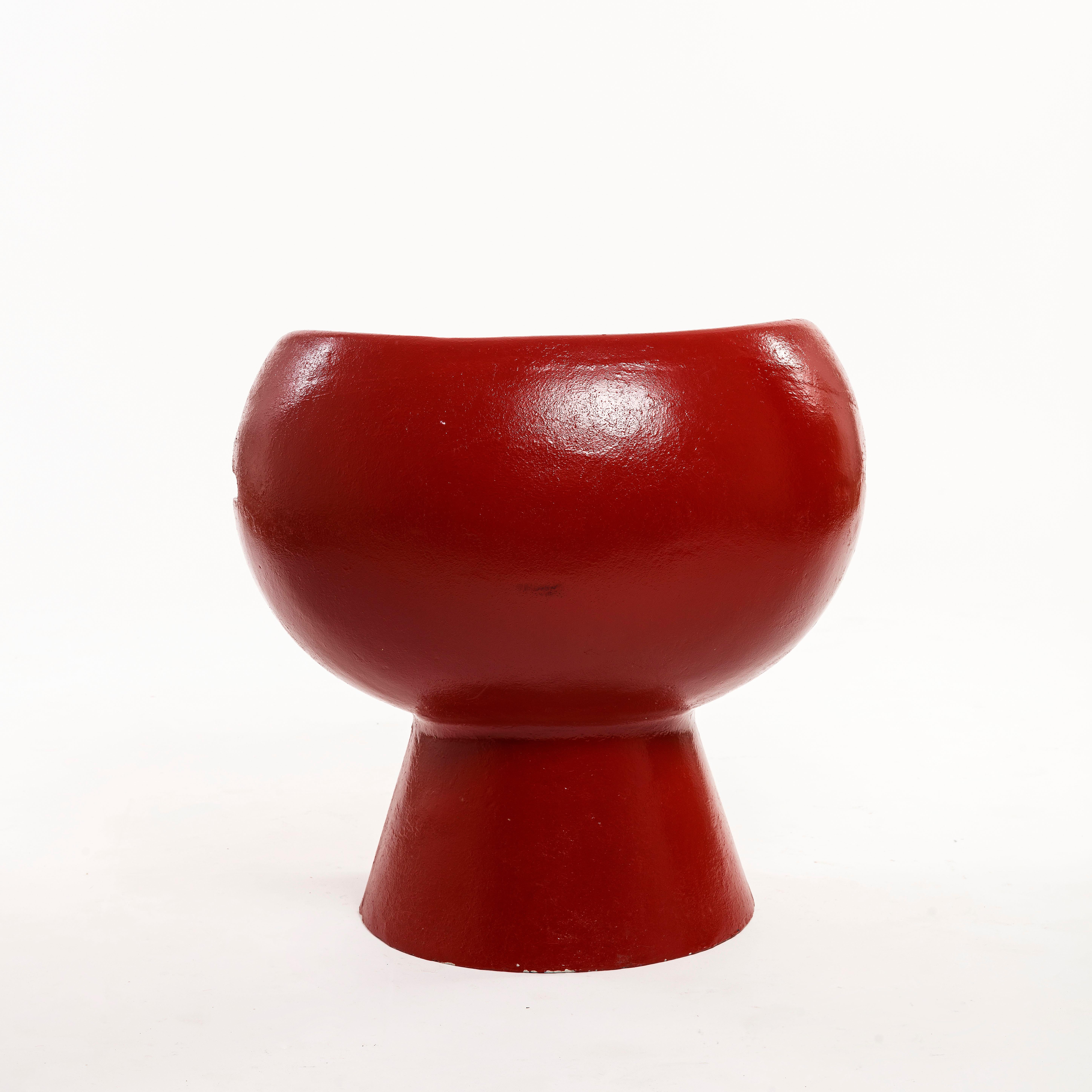 Swiss Willy Guhl and Robert Pansart Red Pod Chair in Cement, 1969 For Sale