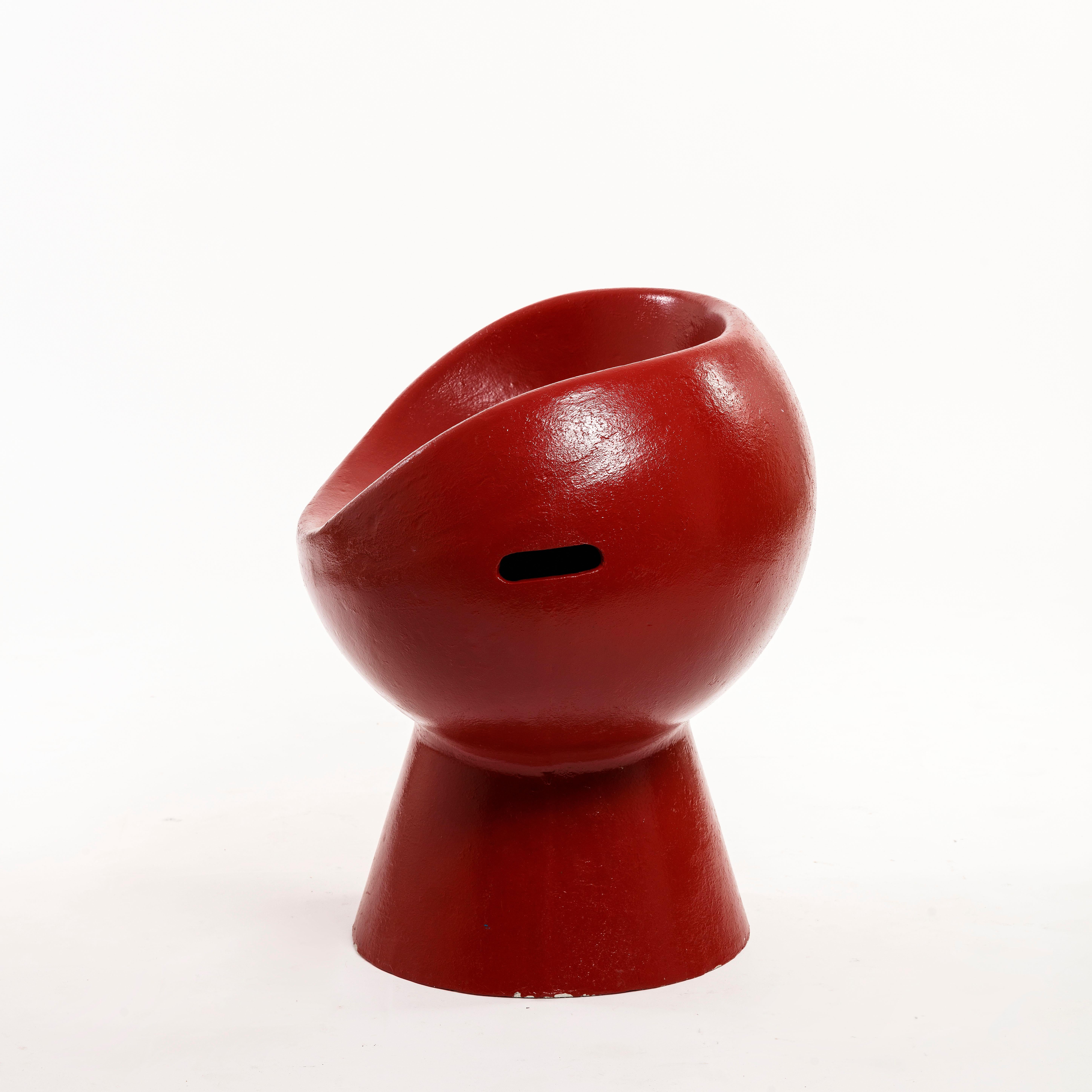 Mid-20th Century Willy Guhl and Robert Pansart Red Pod Chair in Cement, 1969 For Sale