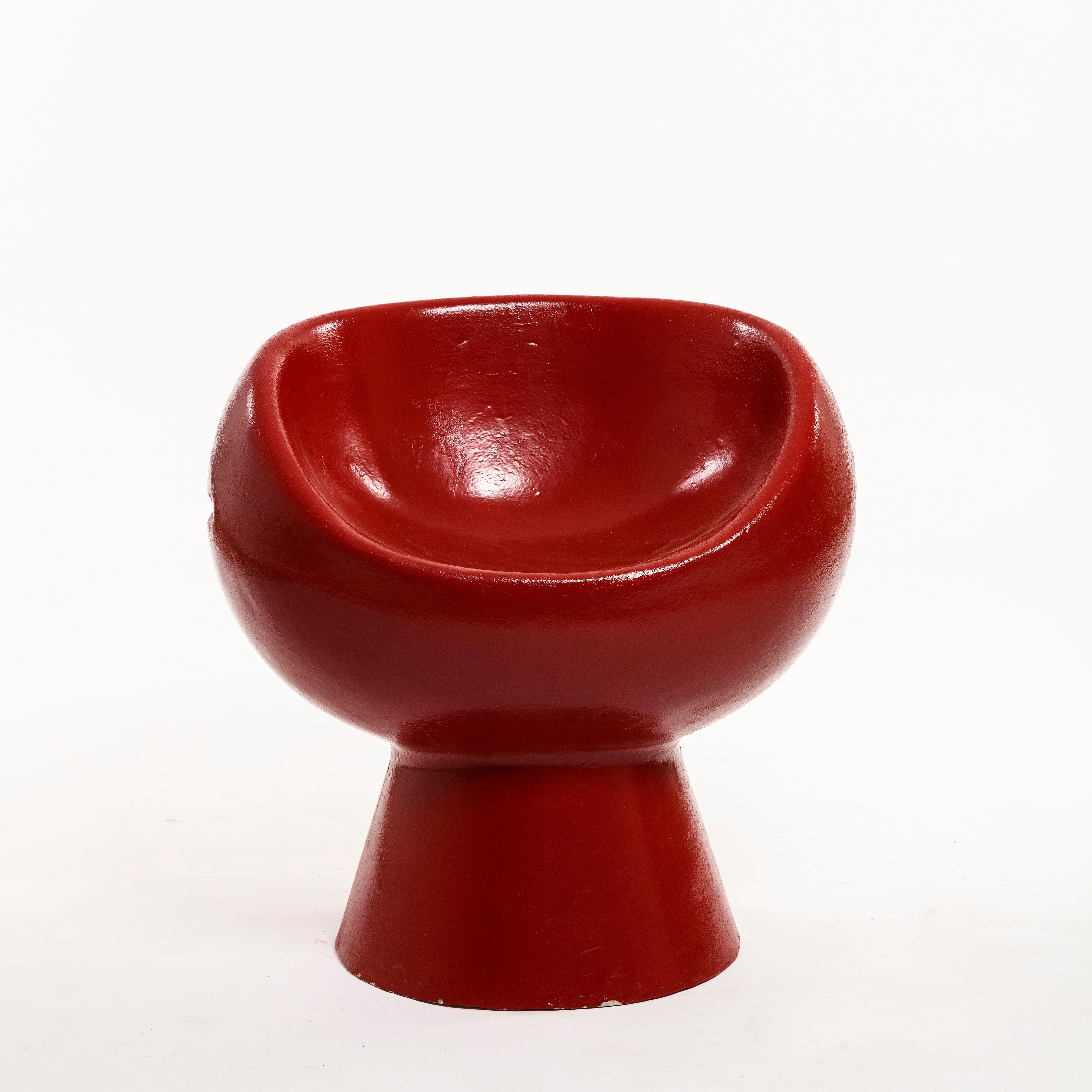 Willy Guhl and Robert Pansart Red Pod Chair in Cement, 1969 For Sale 2