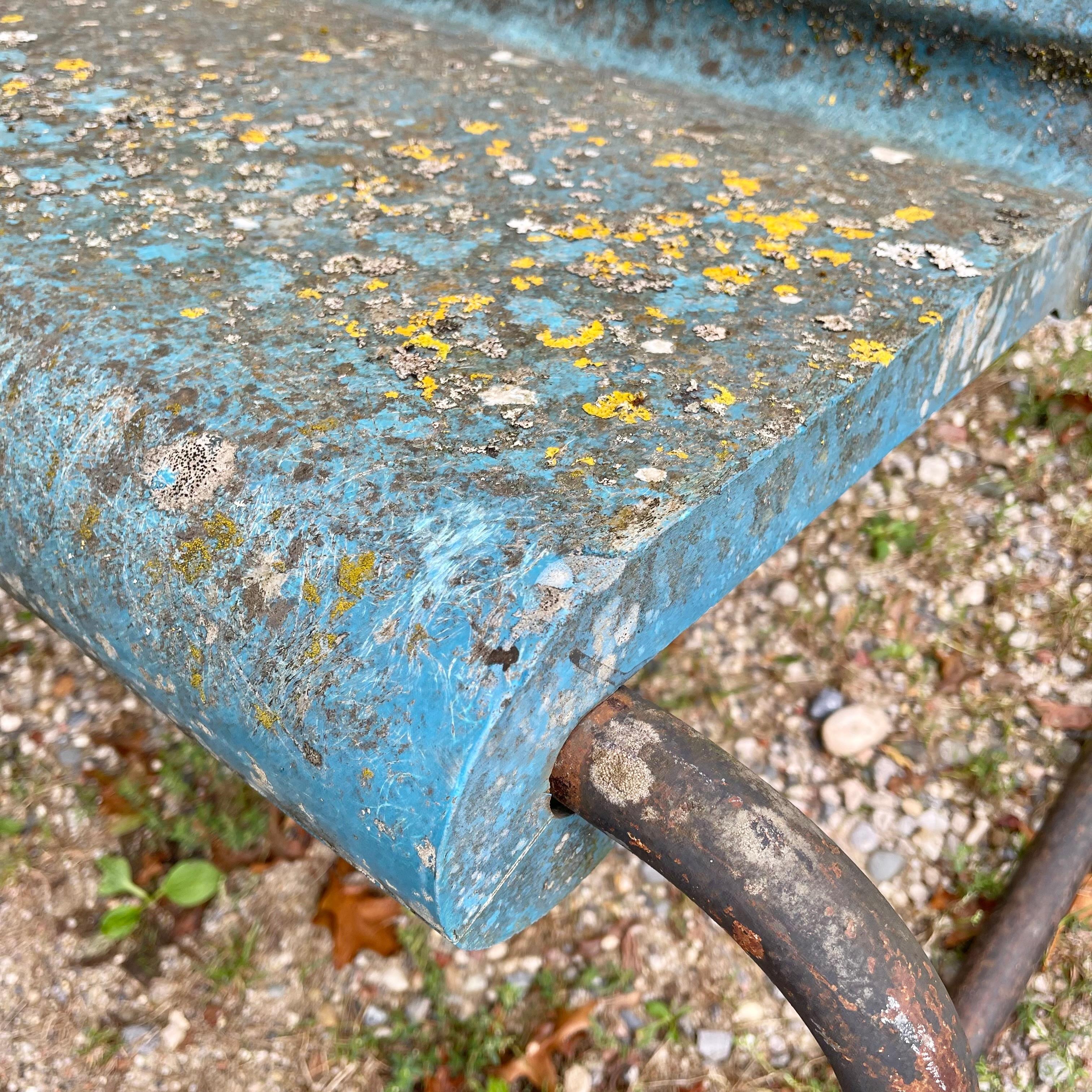 Willy Guhl Blue Fiberglass and Steel Bench, 1960s Switzerland 1