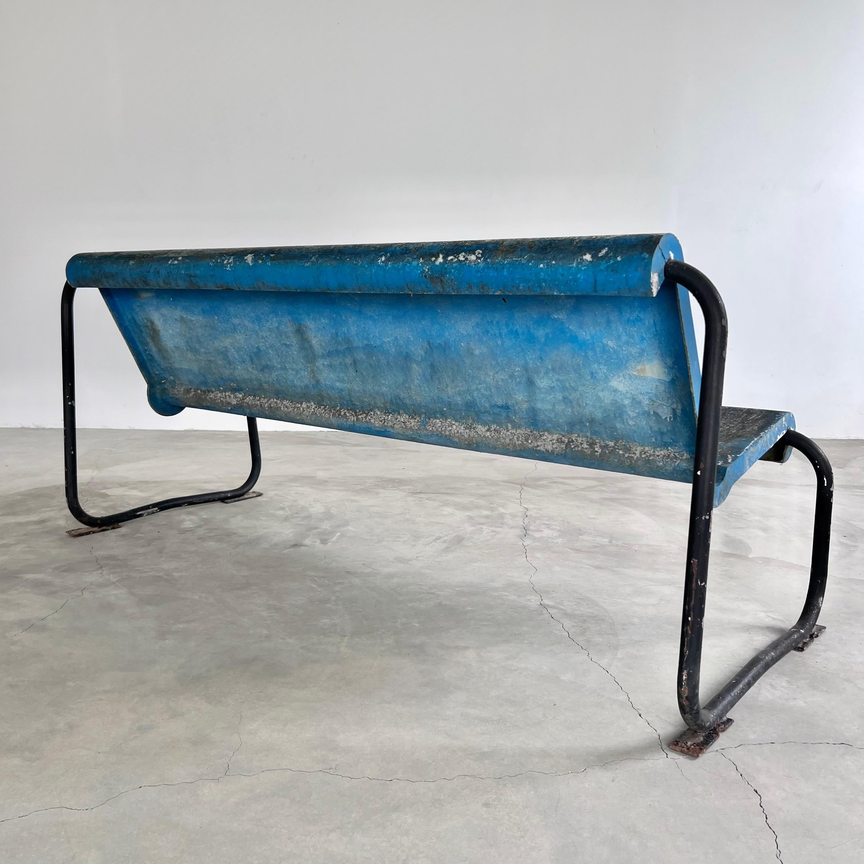 Willy Guhl Blue Fiberglass Bench, 1960s Switzerland For Sale 1