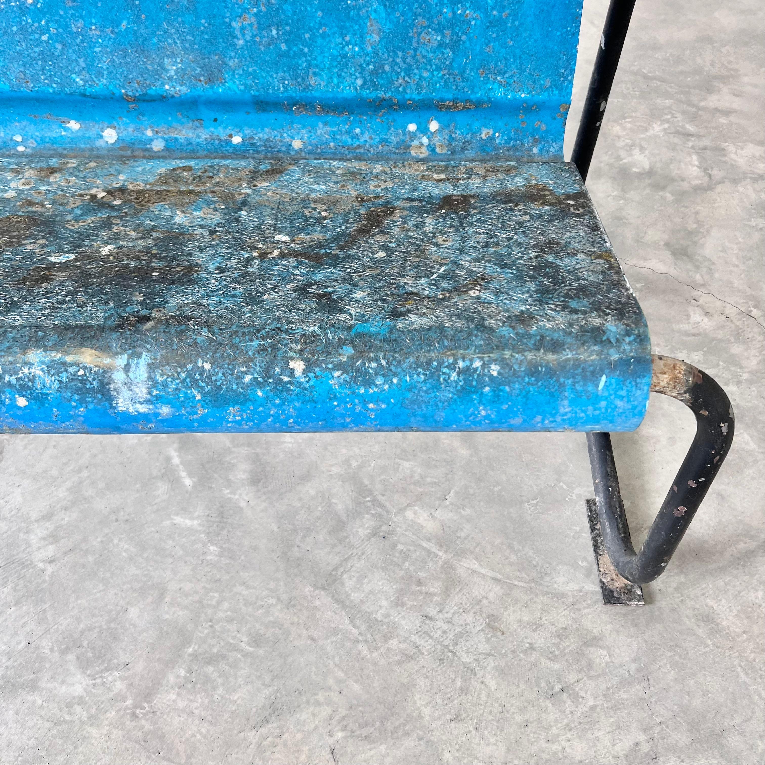 Willy Guhl Blue Fiberglass Bench, 1960s Switzerland For Sale 4
