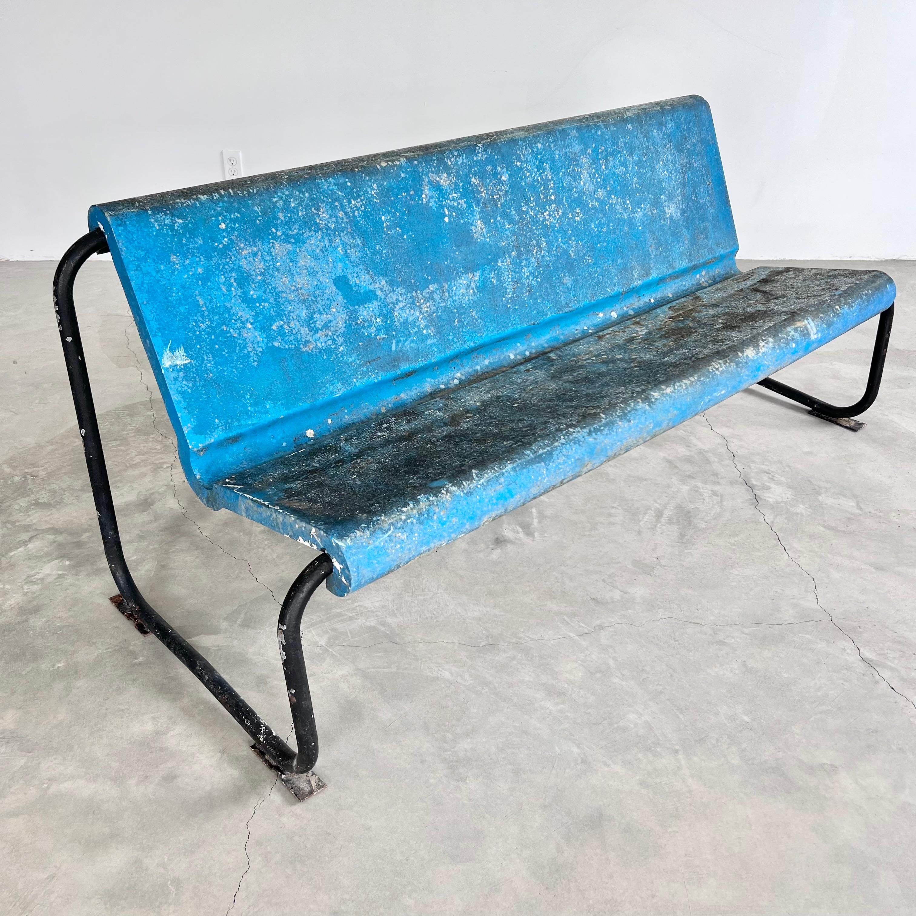 light blue bench