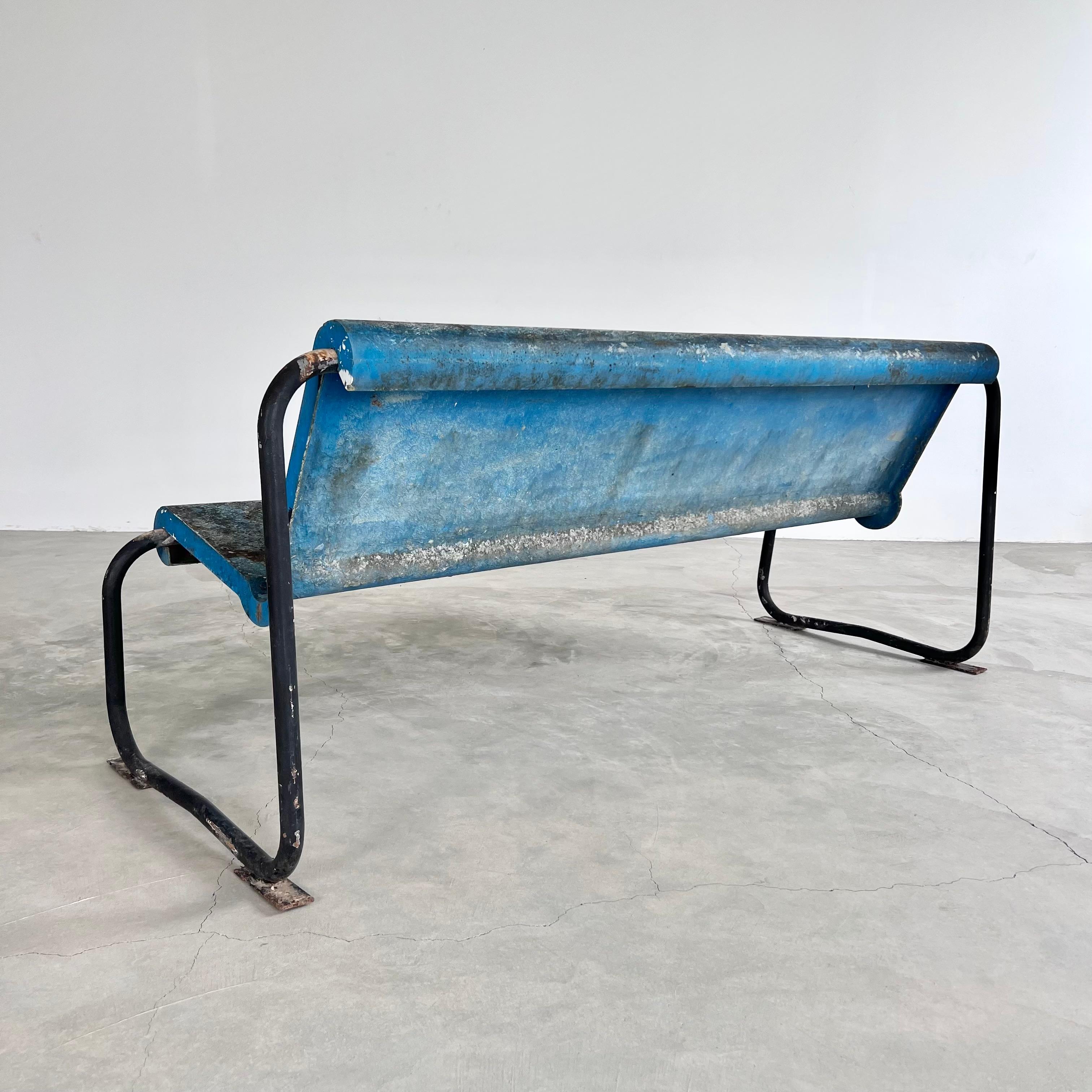 Mid-20th Century Willy Guhl Blue Fiberglass Bench, 1960s Switzerland For Sale