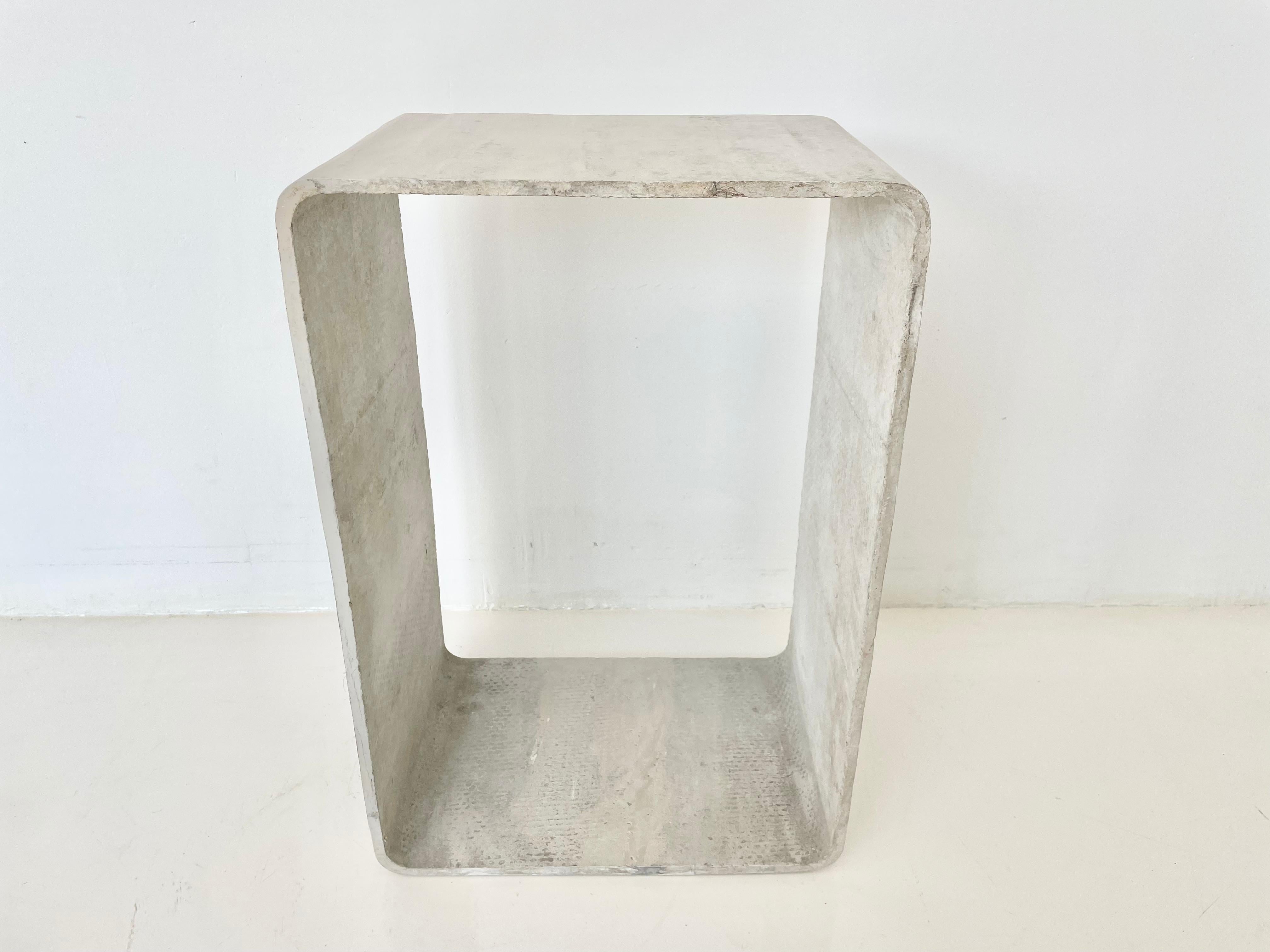 Fantastic modular fiber cement cube by Swiss Architect Willy Guhl, for Eternit. Great as a side table, for holding books or as a minimalist nightstand. Only one available. Can be set vertically or horizontally.