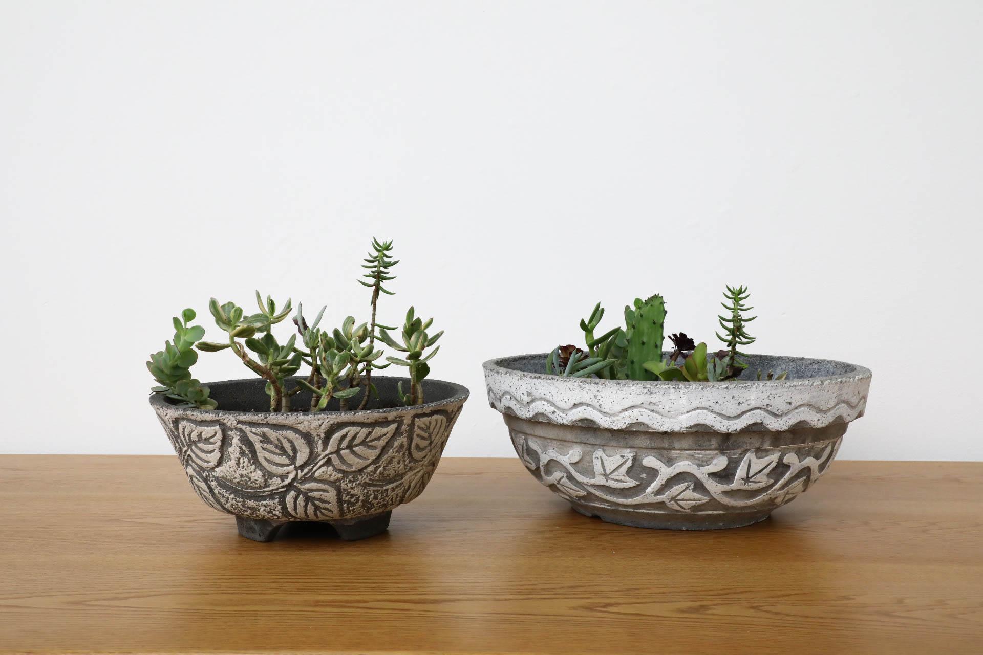 Willy Guhl Style Cement Planter with Ivy Pattern 4