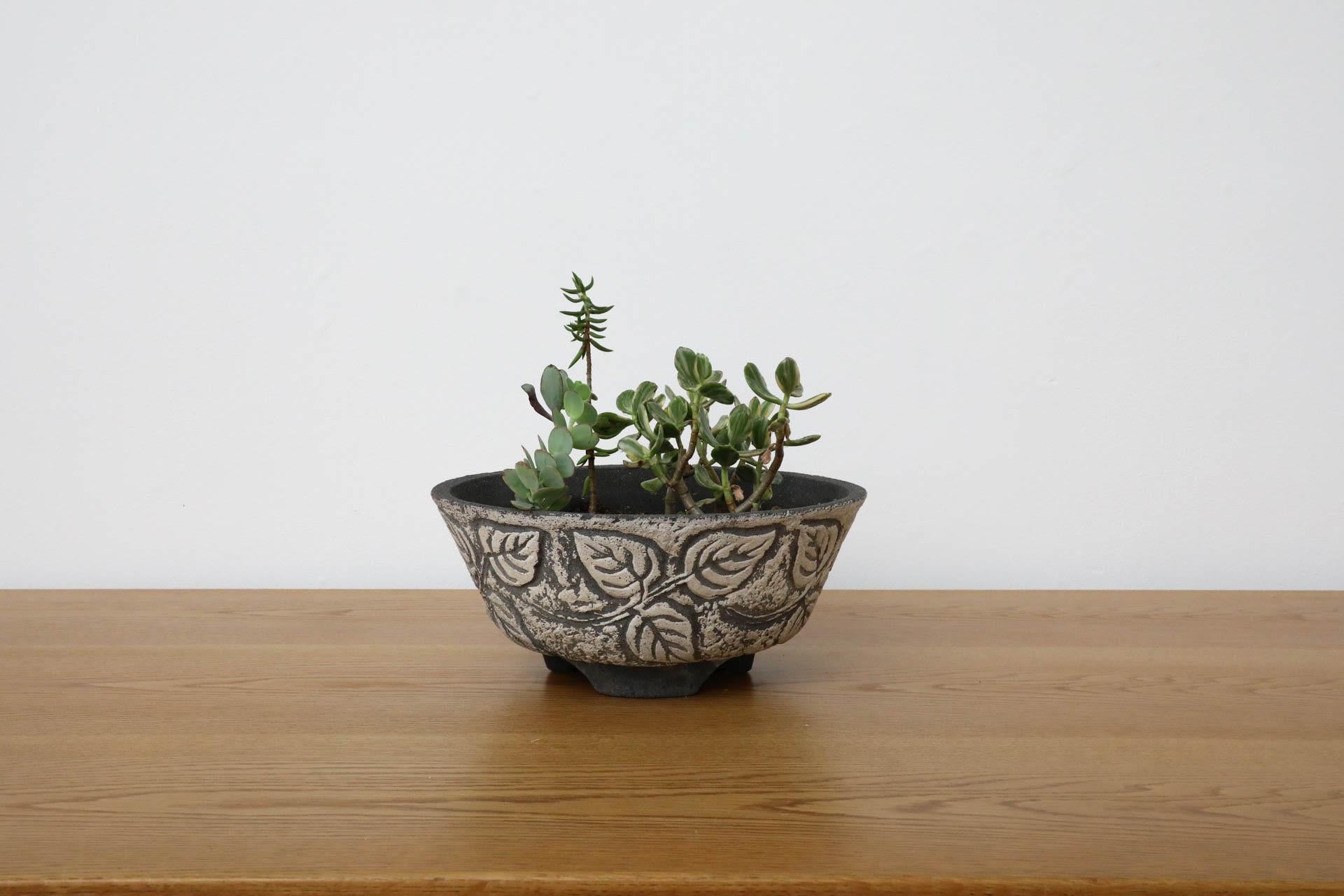 Swiss Willy Guhl Style Cement Planter with Ivy Pattern