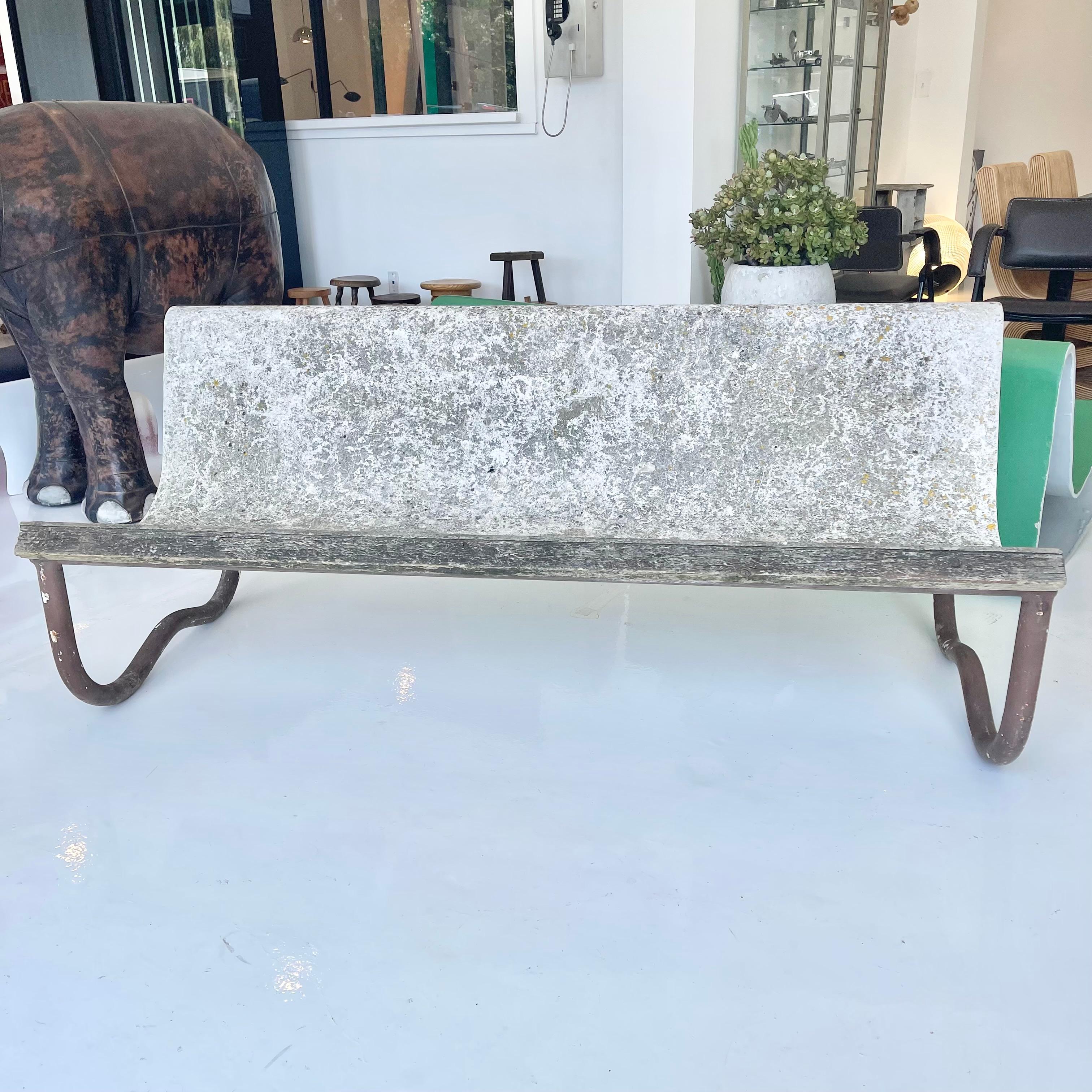 Mid-20th Century Willy Guhl Concrete and Steel Floating Bench, 1960s Switzerland