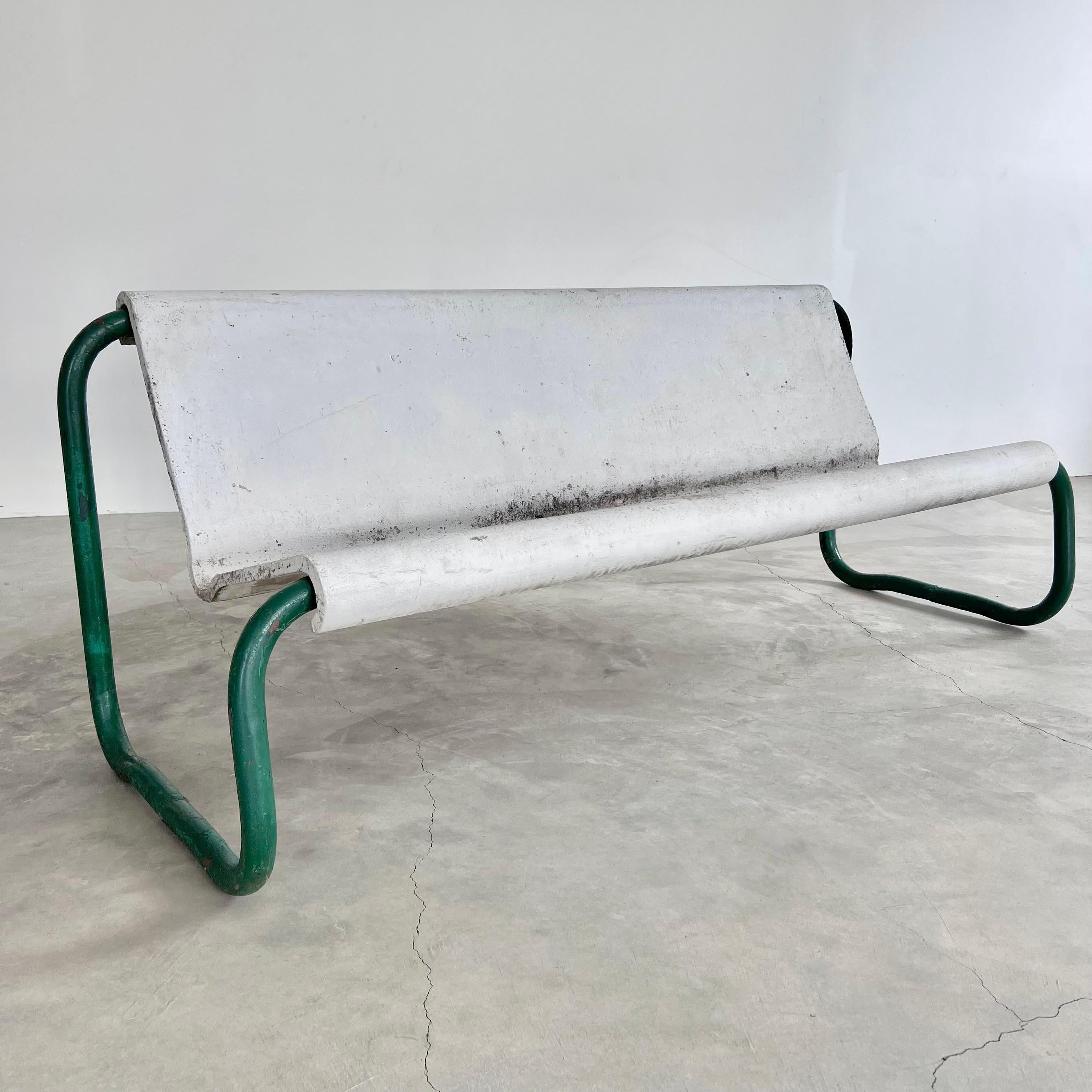 Willy Guhl Concrete and Steel Floating Bench, 1960s Switzerland In Good Condition For Sale In Los Angeles, CA
