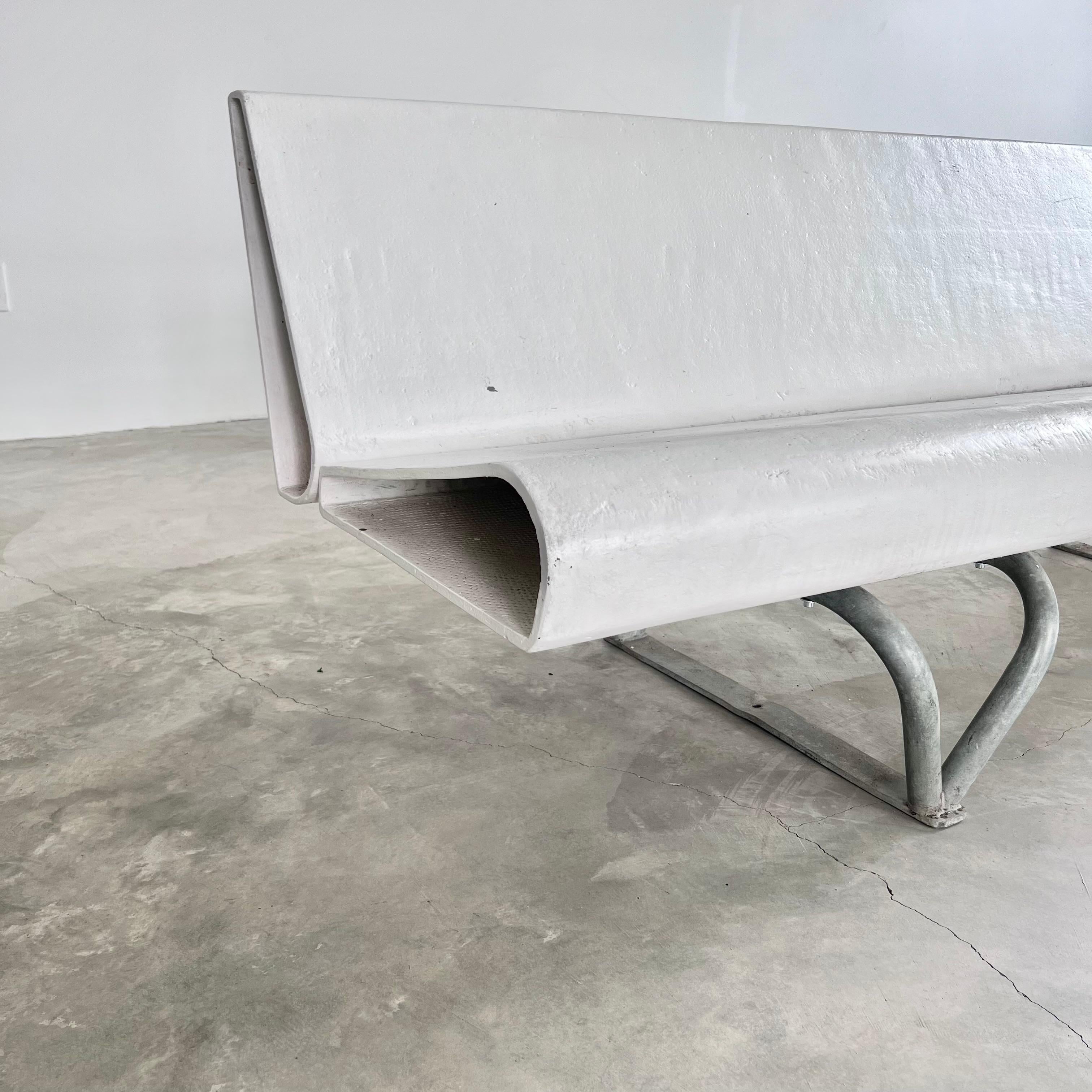 Swiss Willy Guhl Concrete and Steel Ribbon Bench, 1960s Switzerland