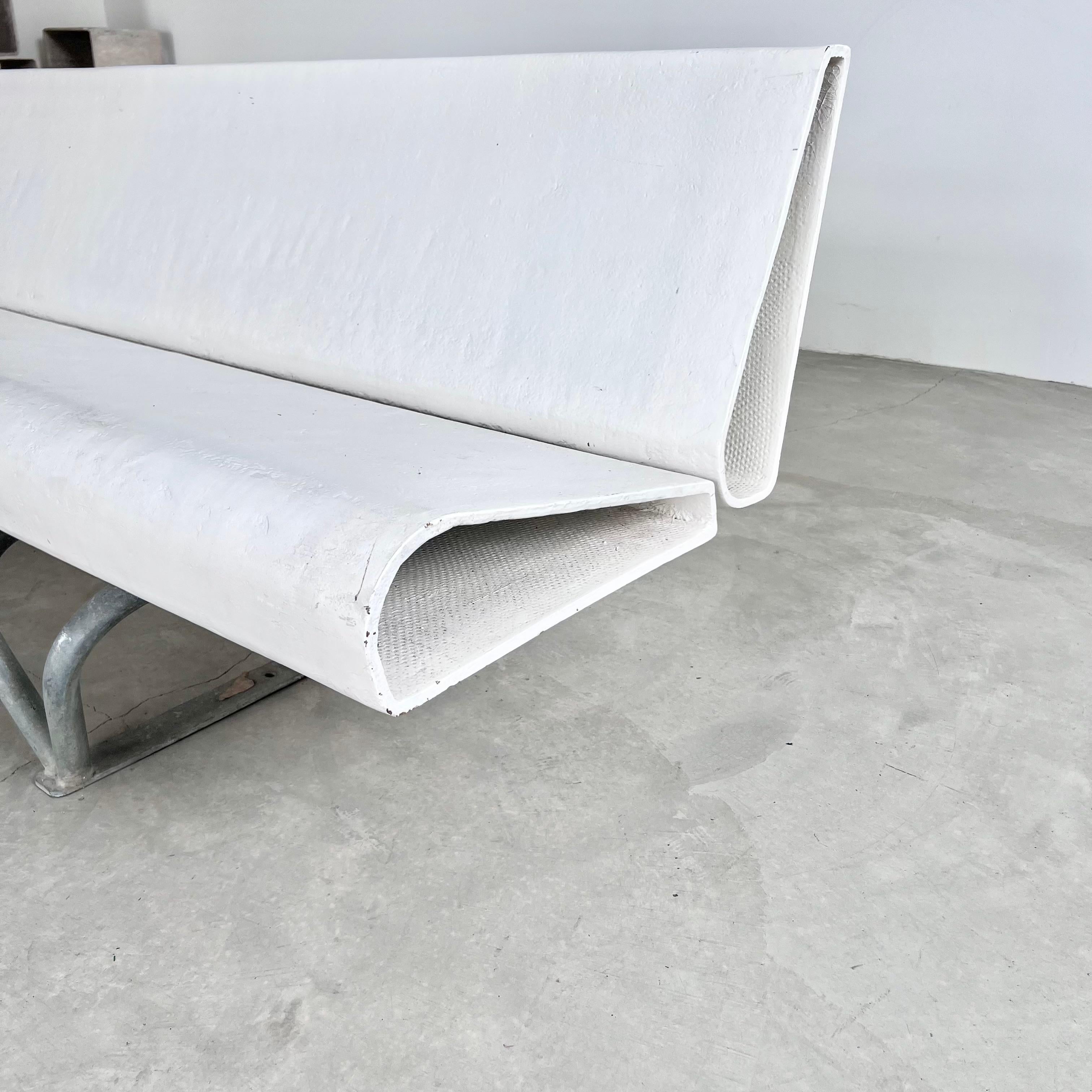 Hand-Crafted Willy Guhl Concrete and Steel Ribbon Bench, 1960s Switzerland