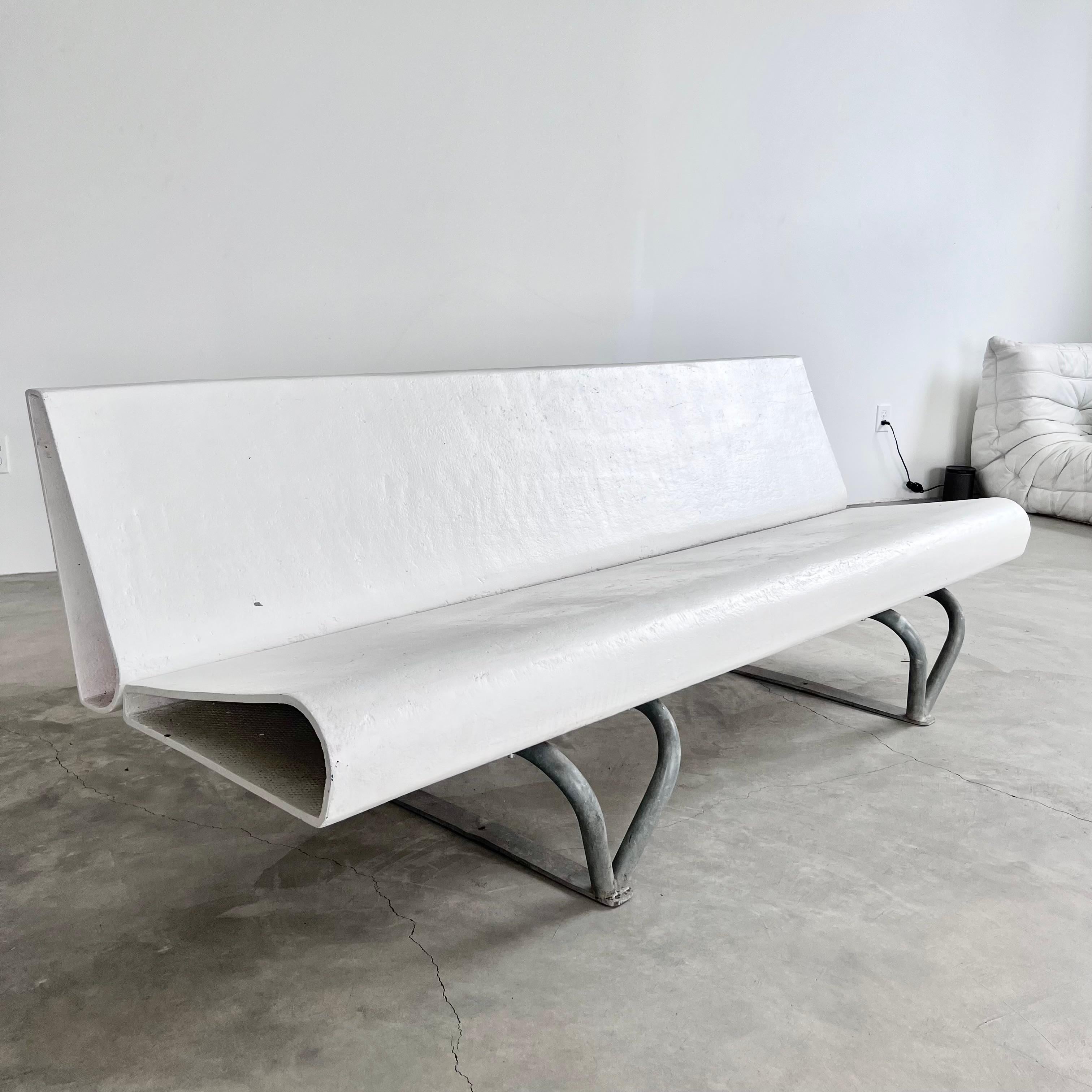 Mid-20th Century Willy Guhl Concrete and Steel Ribbon Bench, 1960s Switzerland