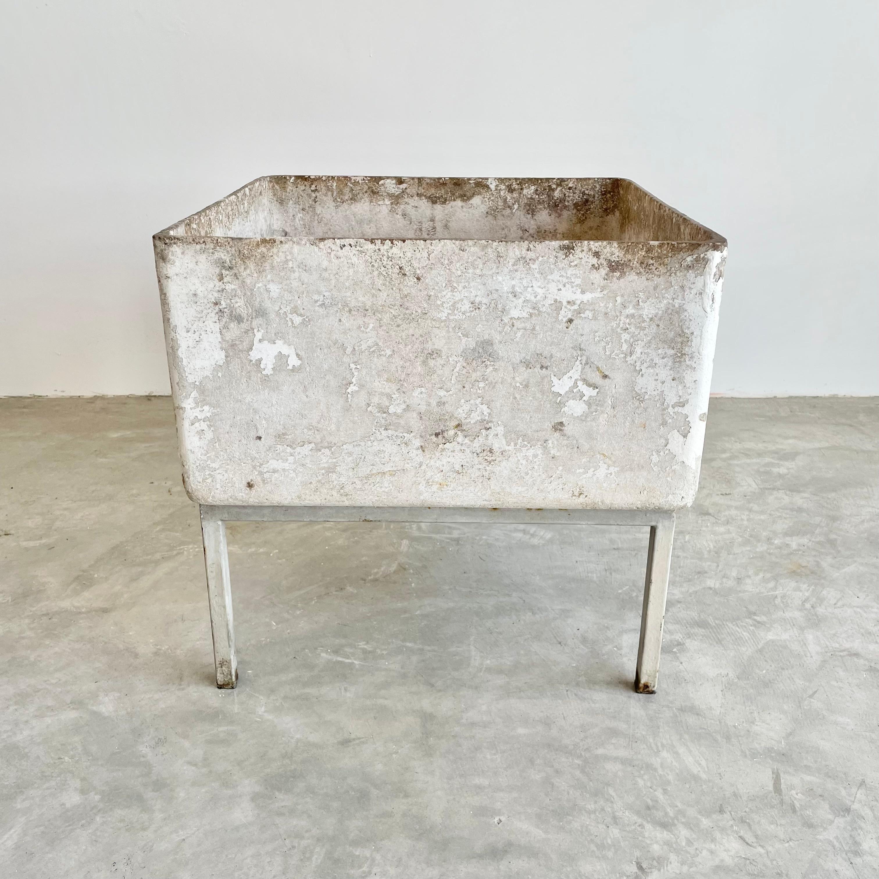 Late 20th Century Willy Guhl Concrete Box Planter on Metal Stand, 1970s Switzerland For Sale