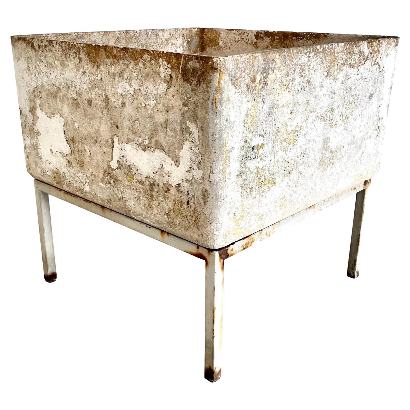 Willy Guhl Concrete Box Planter on Metal Stand, 1970s Switzerland For Sale