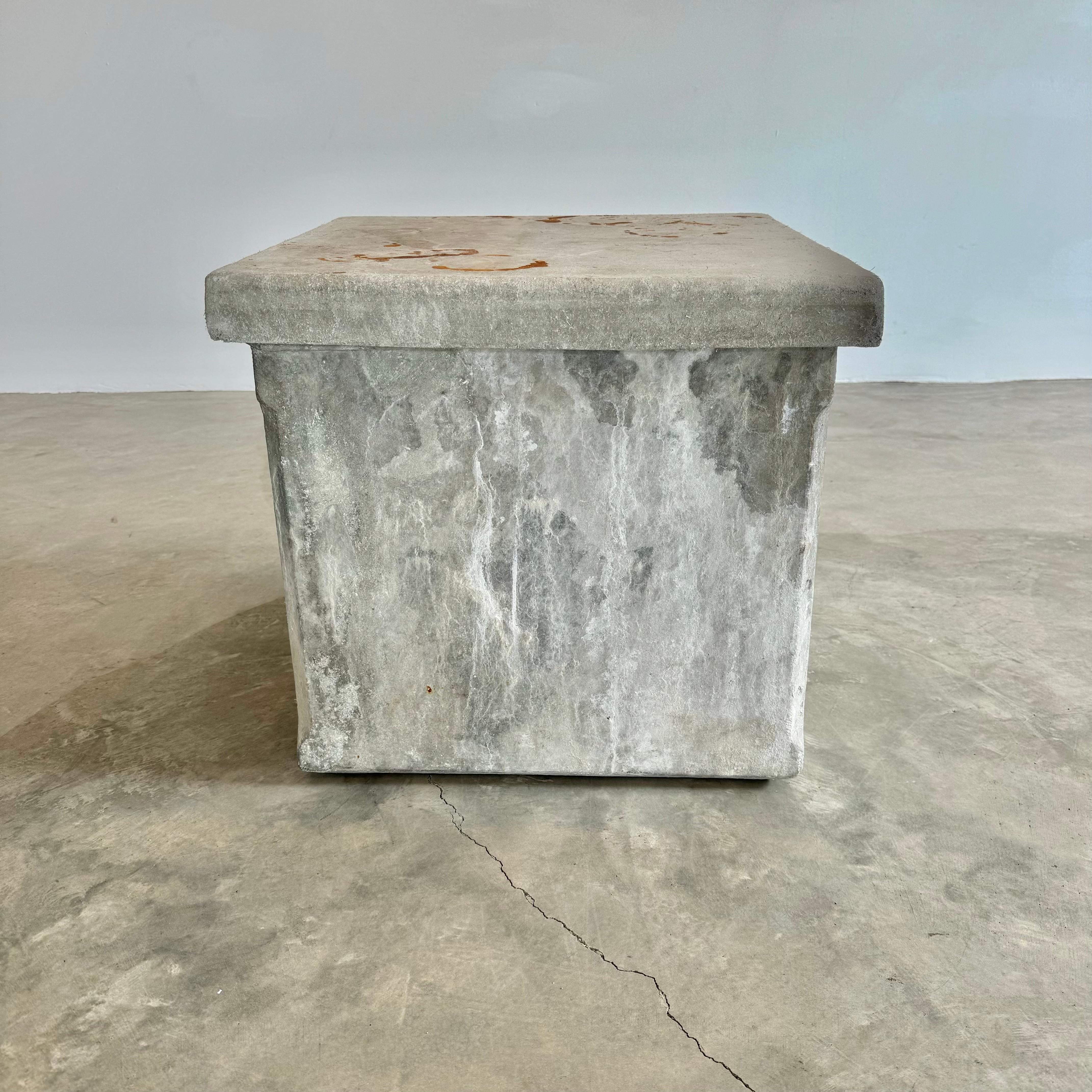 Sculptural and substantial concrete box by Willy Guhl. Handmade in Switzerland, in the 1960s. Square frame with removable lid. Beveled sides and rust stains on top of lid give this piece unique characteristics. Great for storage or for planting.