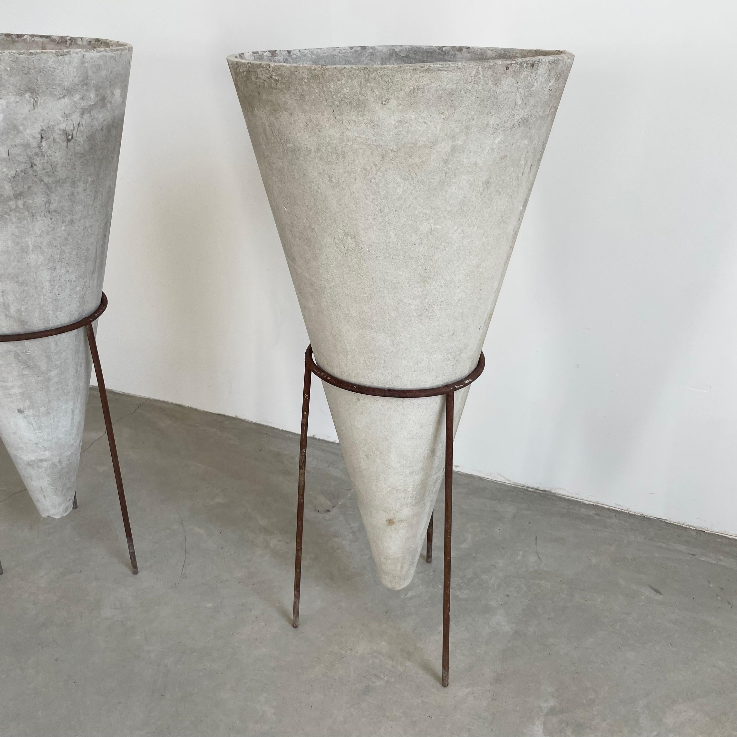 Willy Guhl Concrete Cone Planter on Iron Stand, 1960s 5