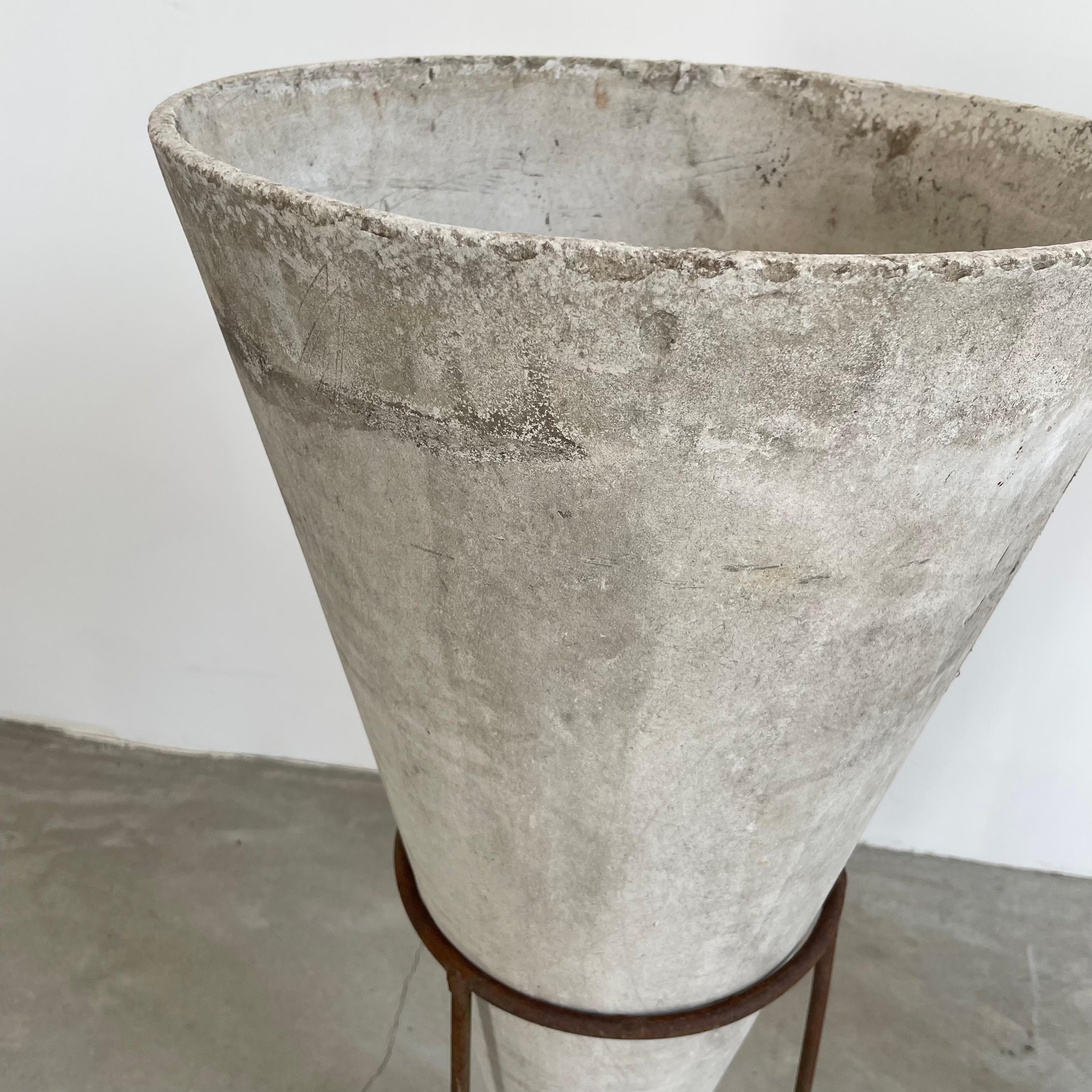 Willy Guhl Concrete Cone Planter on Iron Stand, 1960s 6