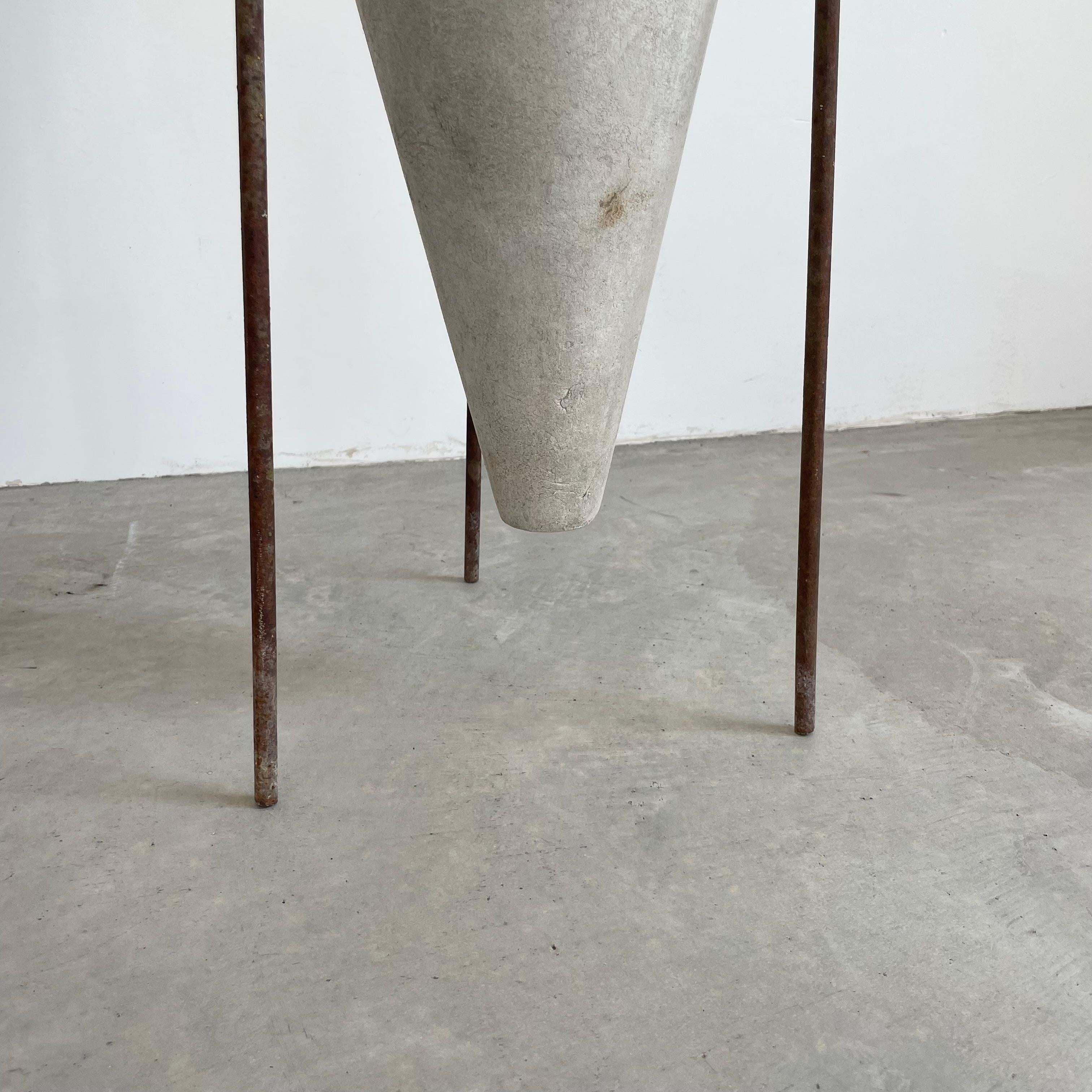 Willy Guhl Concrete Cone Planter on Iron Stand, 1960s 8