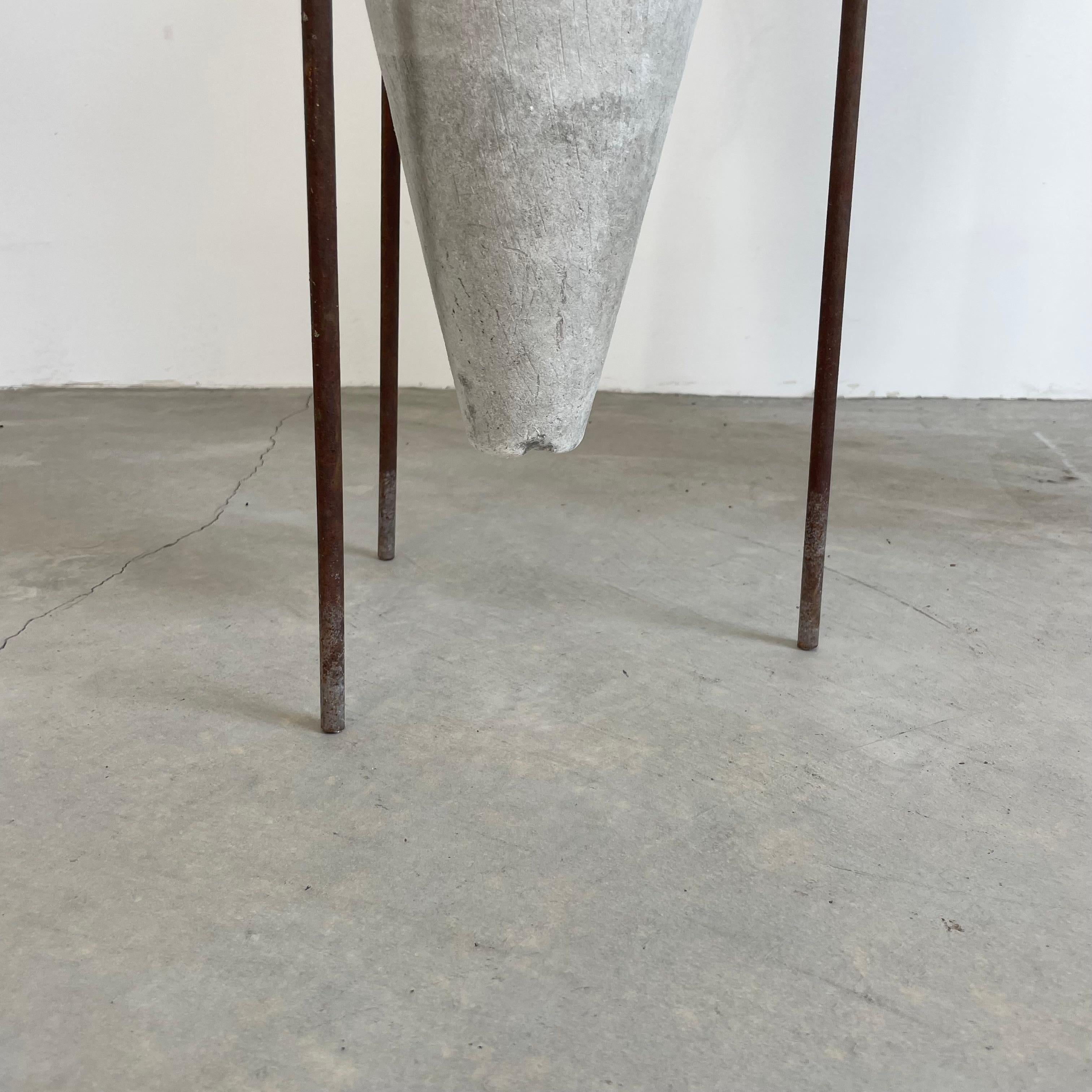 Willy Guhl Concrete Cone Planter on Iron Stand, 1960s 10