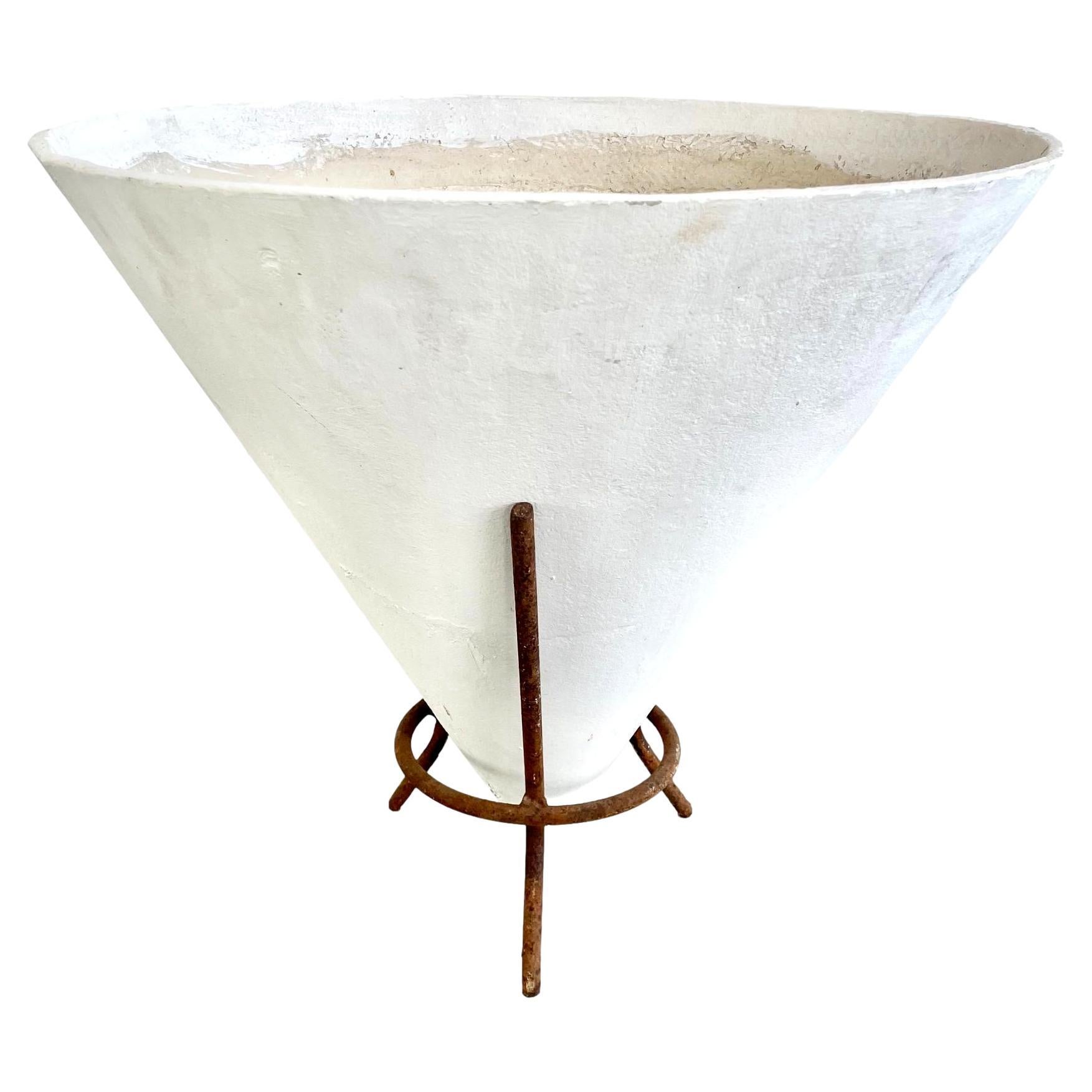 Willy Guhl Concrete Cone Planter on Iron Stand, 1960s Switzerland For Sale