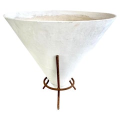 Willy Guhl Concrete Cone Planter on Iron Stand, 1960s Switzerland