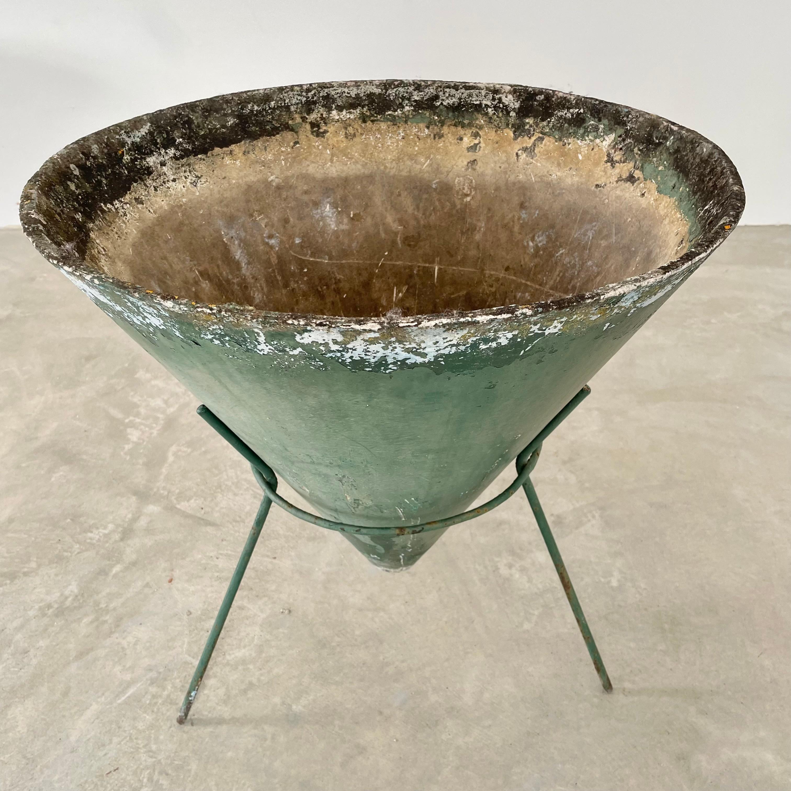 Willy Guhl Concrete Cone Planter on Iron Stand 4