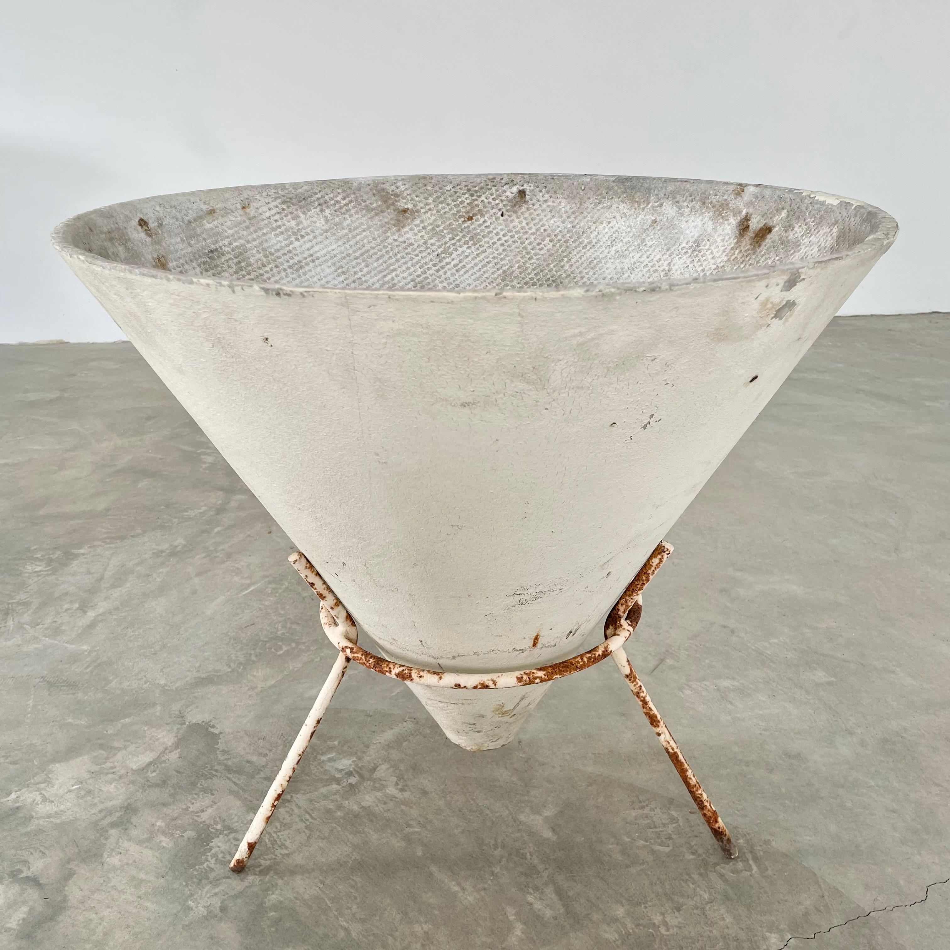 Swiss Willy Guhl Concrete Cone Planter on Iron Stand