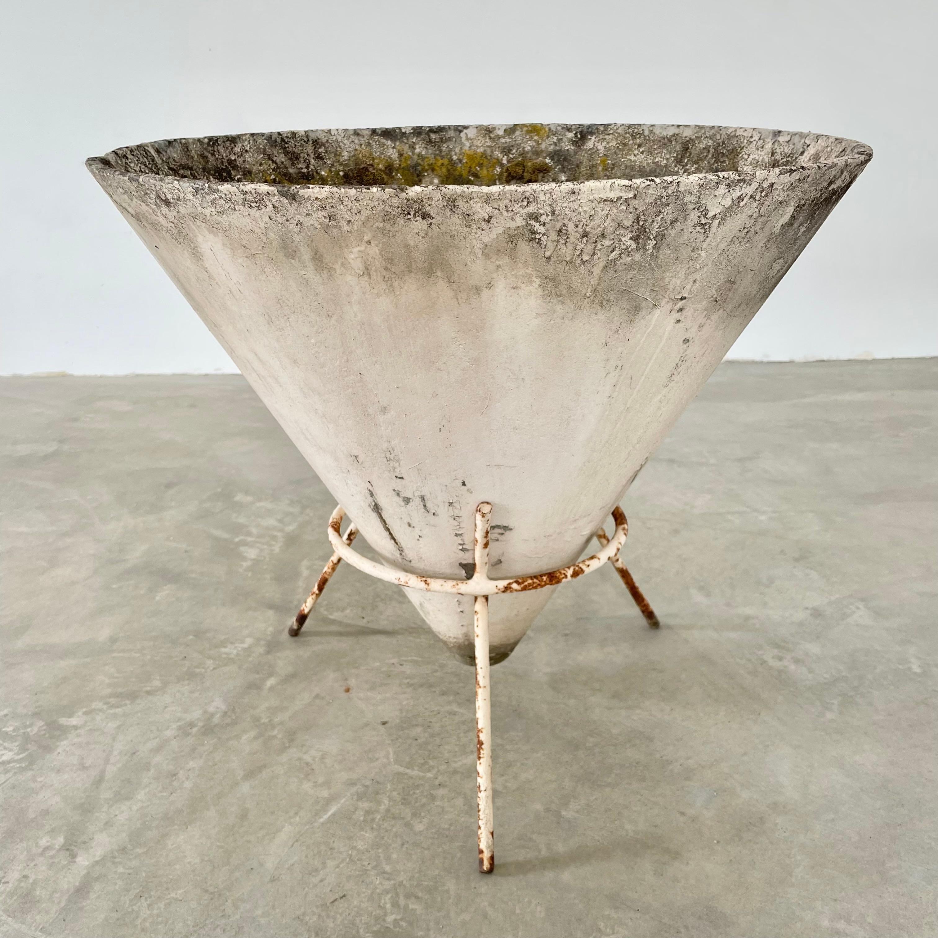 Willy Guhl Concrete Cone Planter on Iron Stand 2