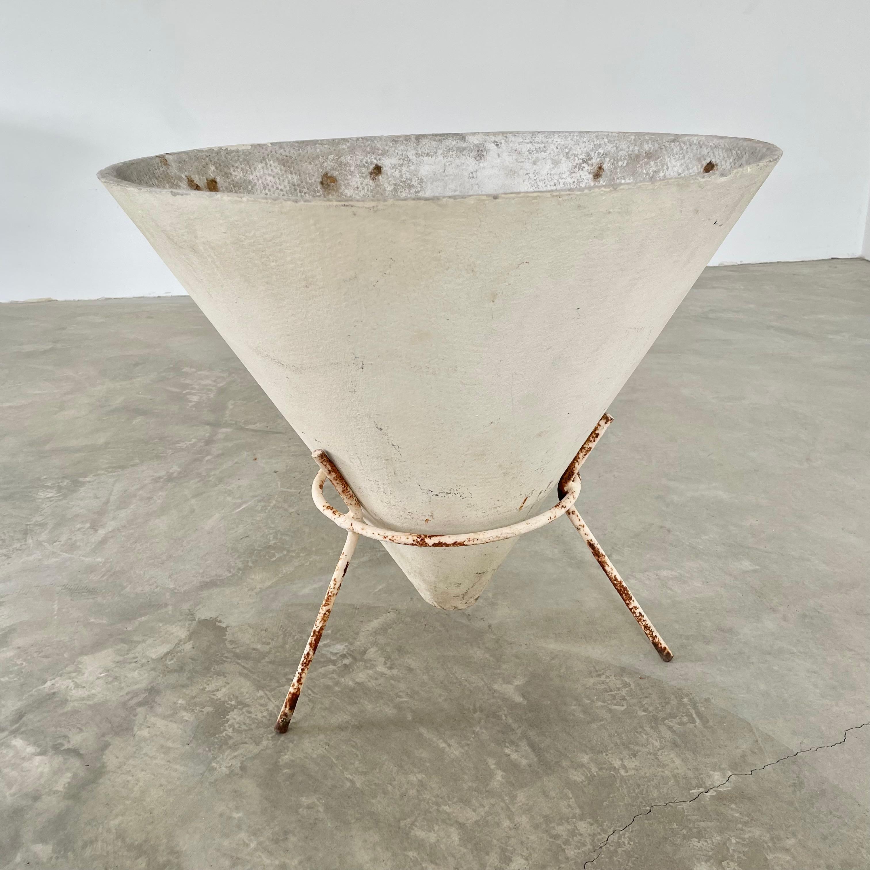 Willy Guhl Concrete Cone Planter on Iron Stand 2
