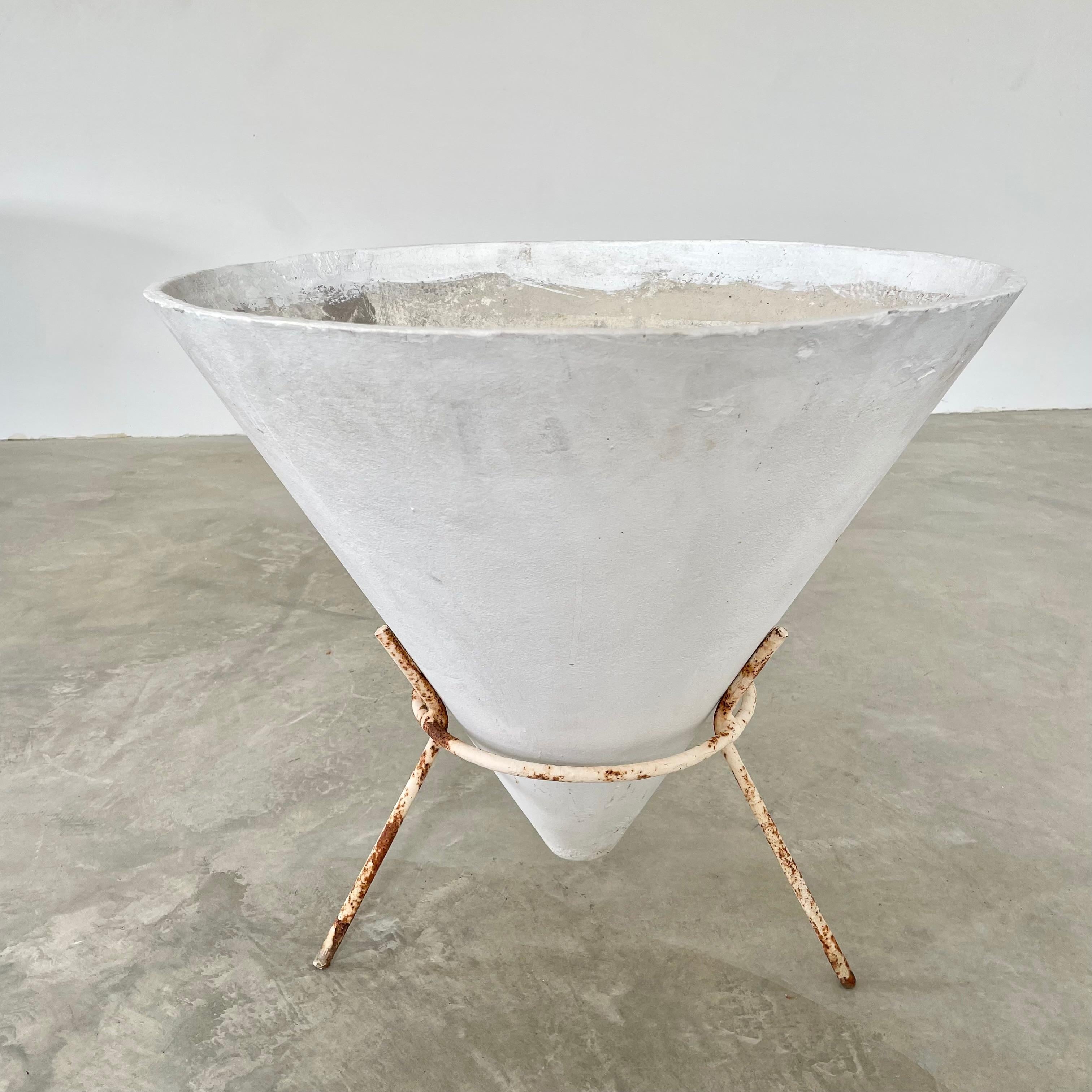 Willy Guhl Concrete Cone Planter on Iron Stand 3
