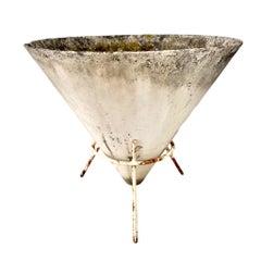 Willy Guhl Concrete Cone Planter on Iron Stand