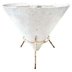 Willy Guhl Concrete Cone Planter on Iron Stand