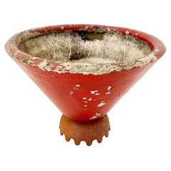 Willy Guhl Concrete Cone Planter with Metal Base