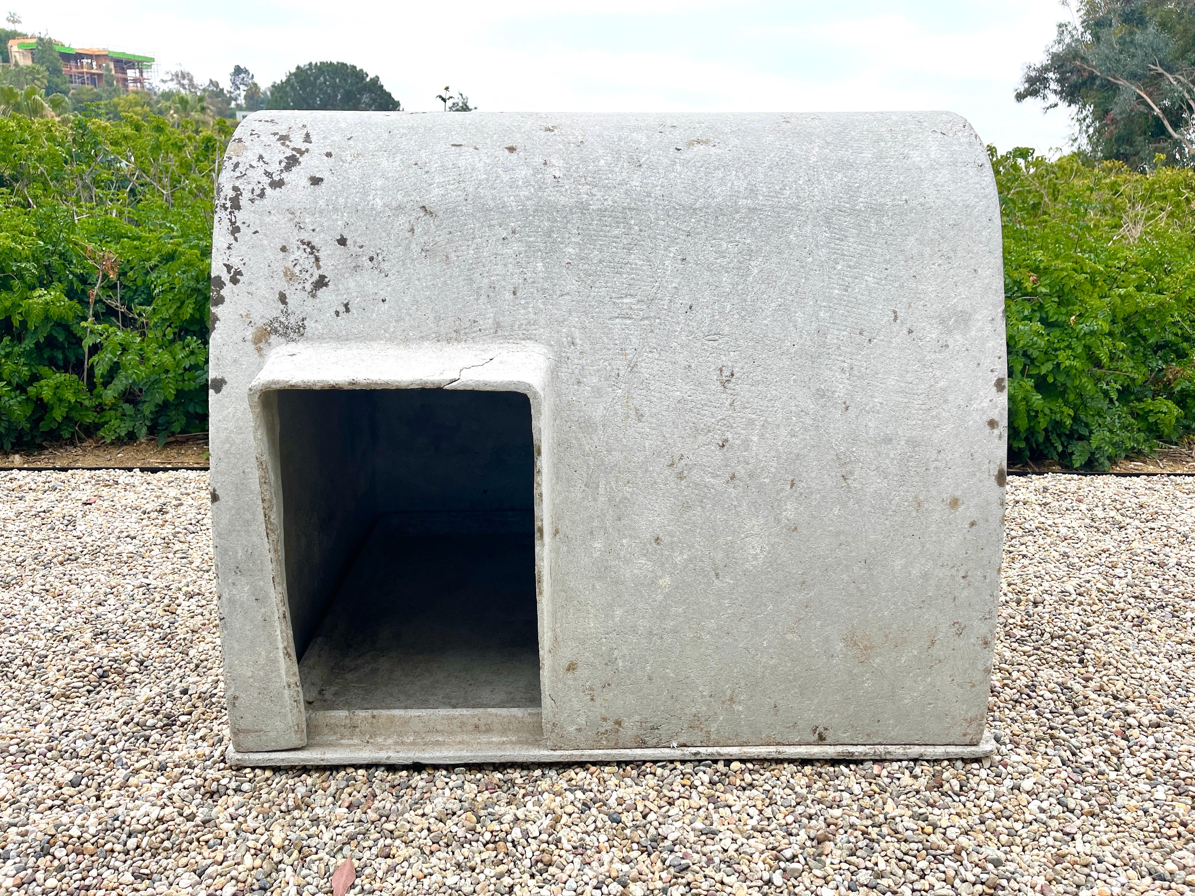 Fantastic concrete dome shaped dog house designed by Willy Guhl for Eternit. Wonderful patina and shape would be a perfect kennel for your beloved mid-century pet!