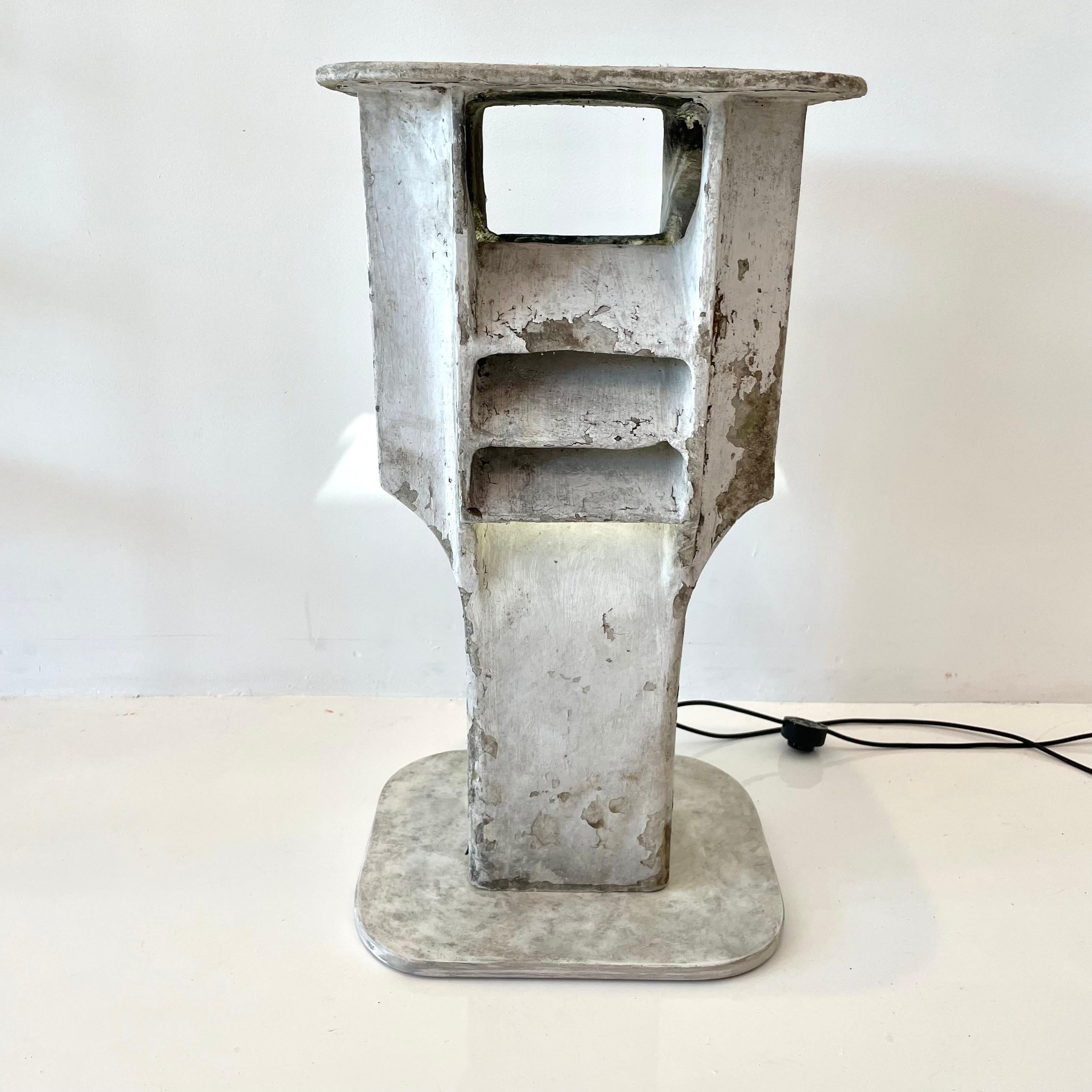 Swiss Willy Guhl Light Up Concrete Side Table, 1960s Switzerland For Sale