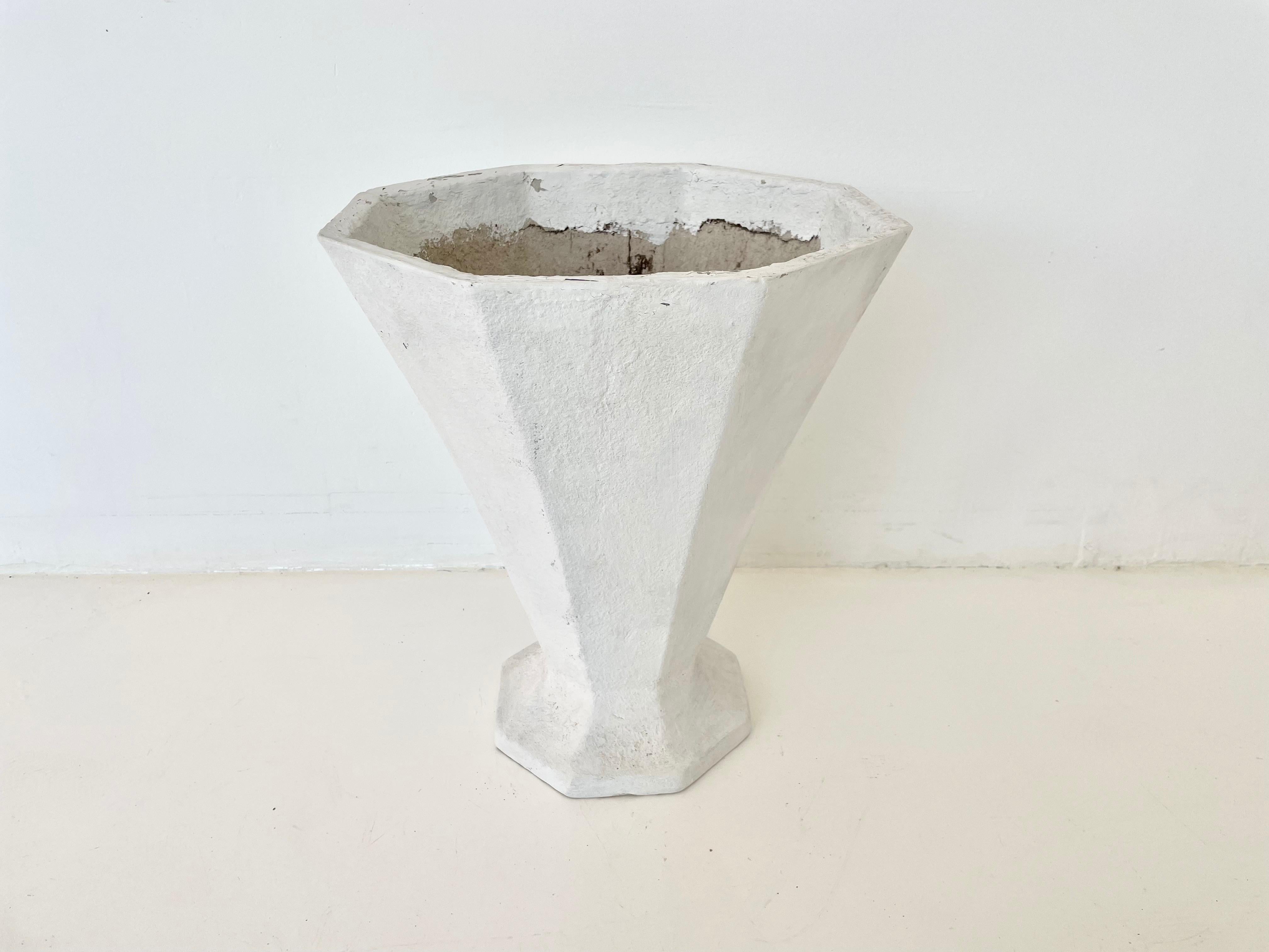 Swiss Willy Guhl Concrete Octagonal Vase For Sale
