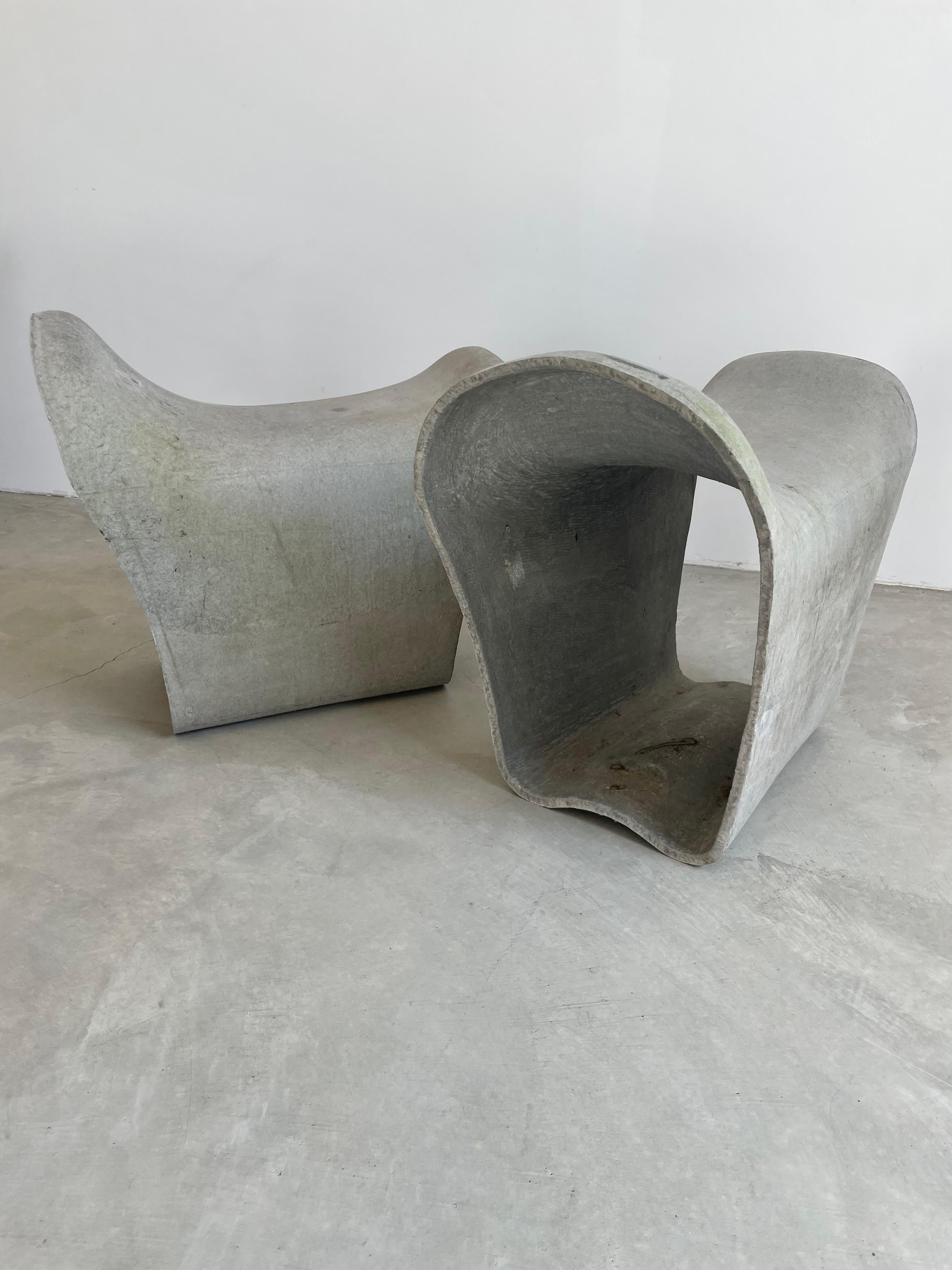 Modern Willy Guhl Concrete Saddle Stool, 1960s