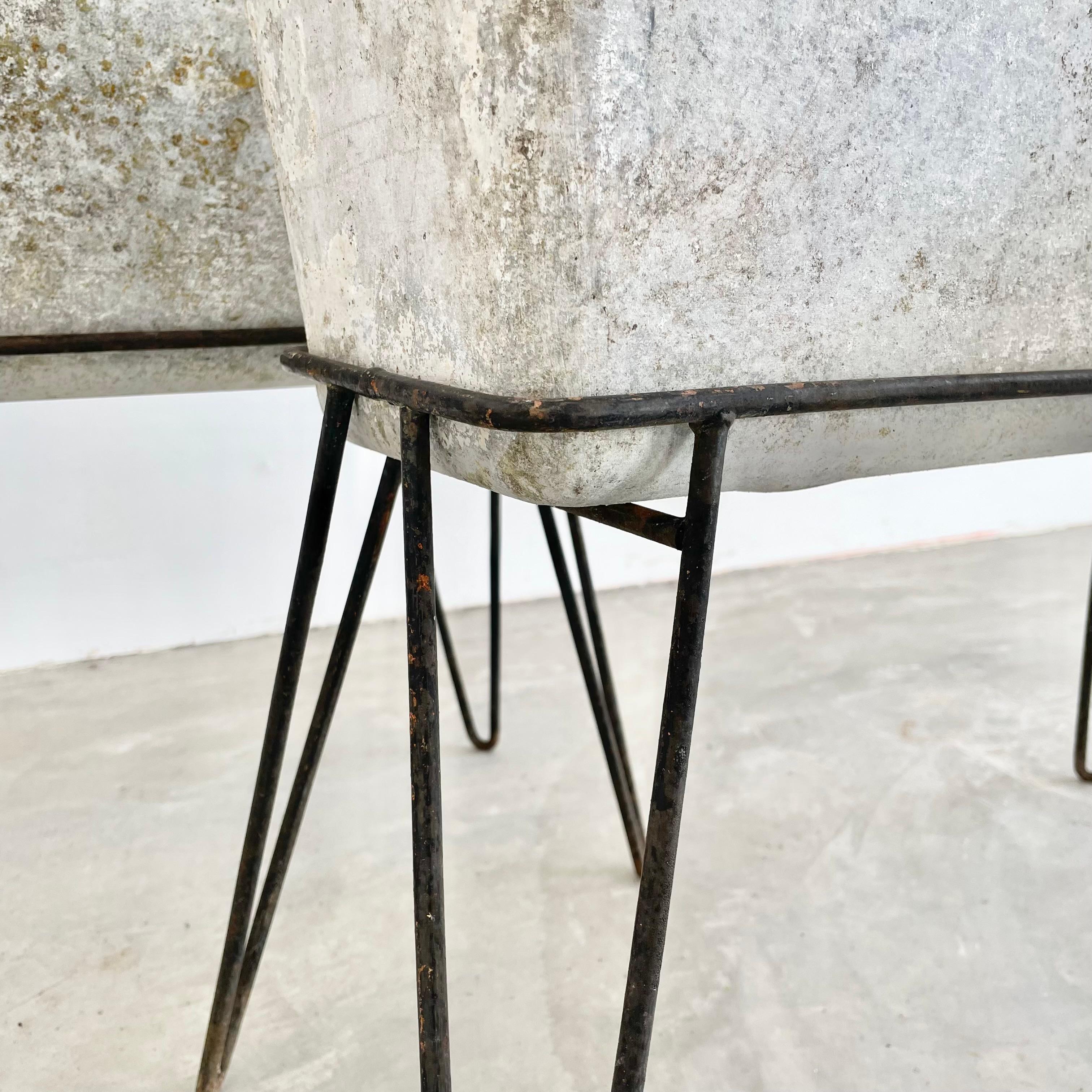 Willy Guhl Concrete Trough Planter on Iron Hairpin Stand, 1975 Switzerland For Sale 4