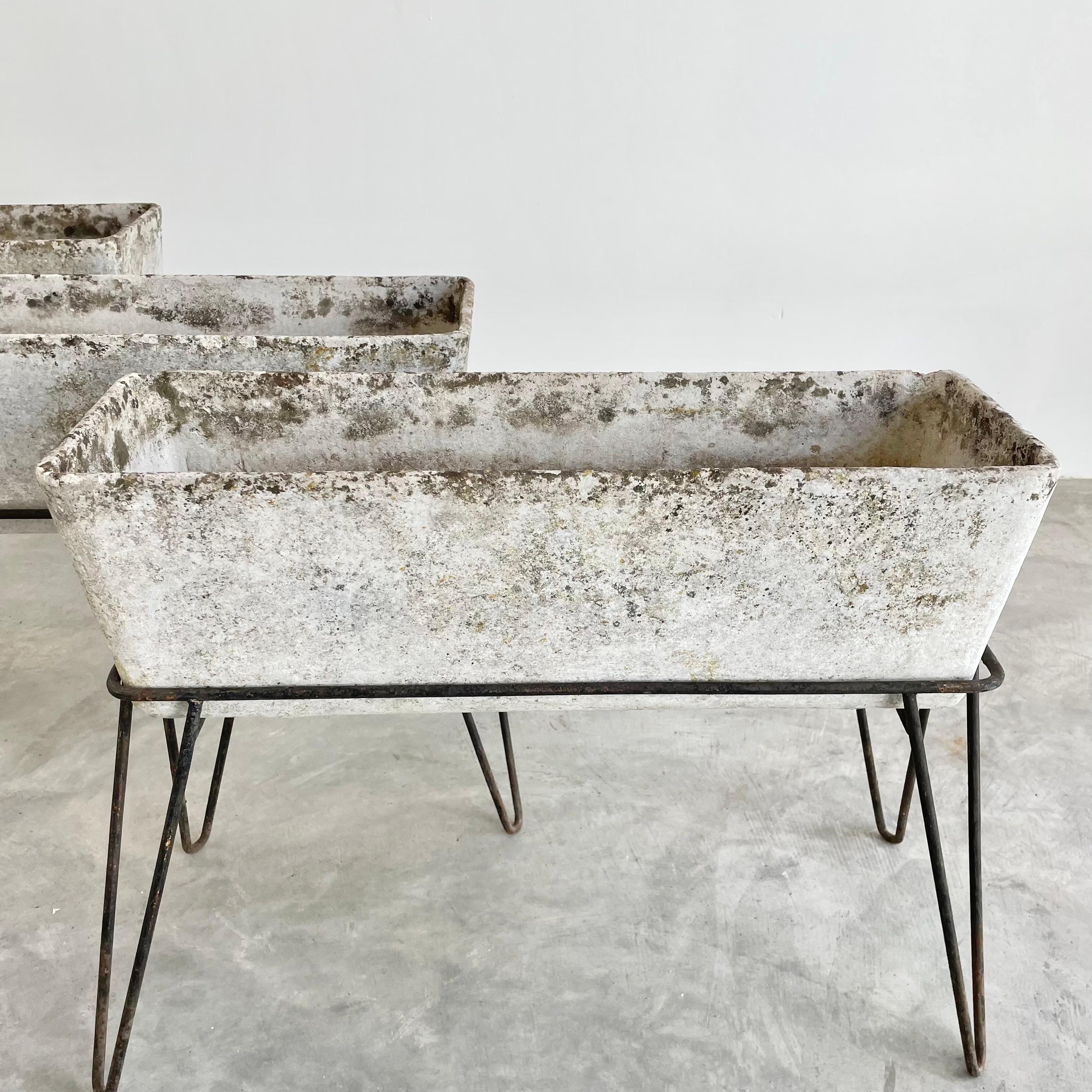 Willy Guhl Concrete Trough Planter on Iron Hairpin Stand, 1975 Switzerland For Sale 5