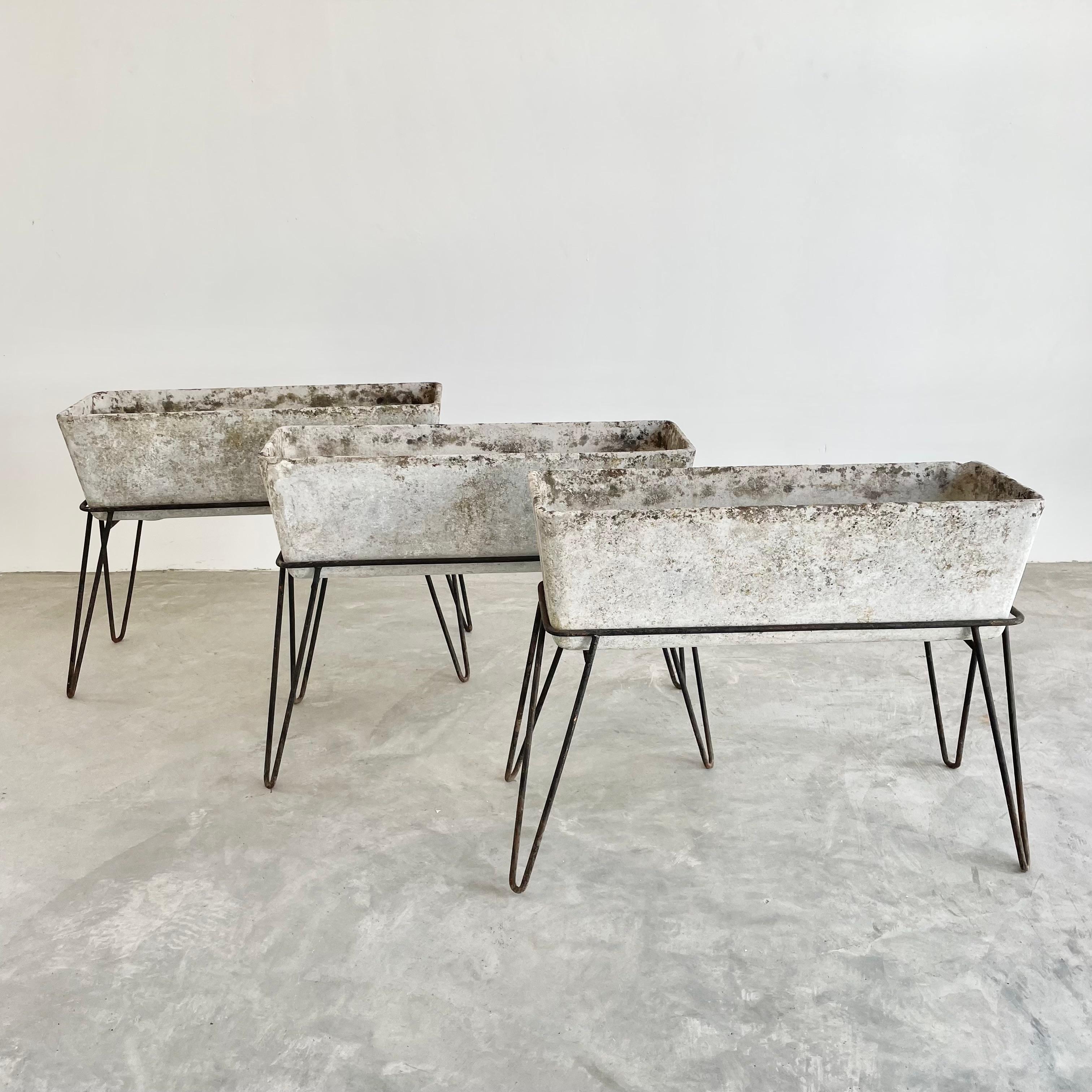 Willy Guhl Concrete Trough Planter on Iron Hairpin Stand, 1975 Switzerland For Sale 9