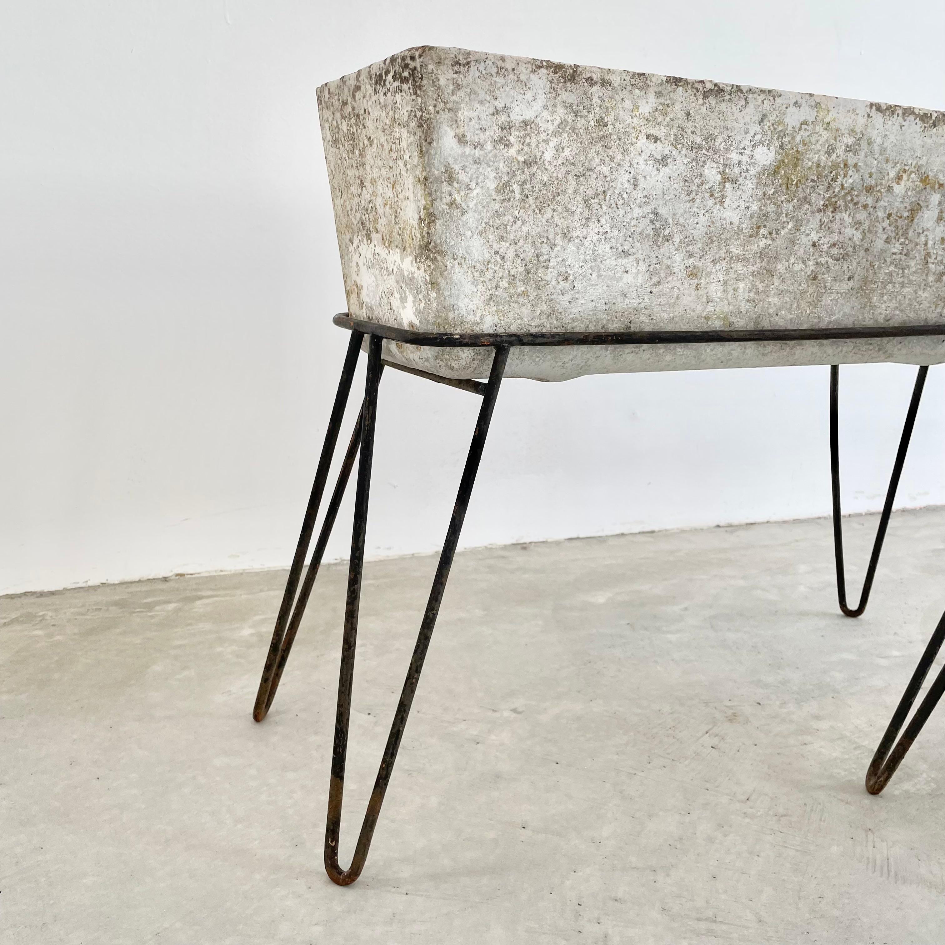 Willy Guhl Concrete Trough Planter on Iron Hairpin Stand, 1975 Switzerland For Sale 3