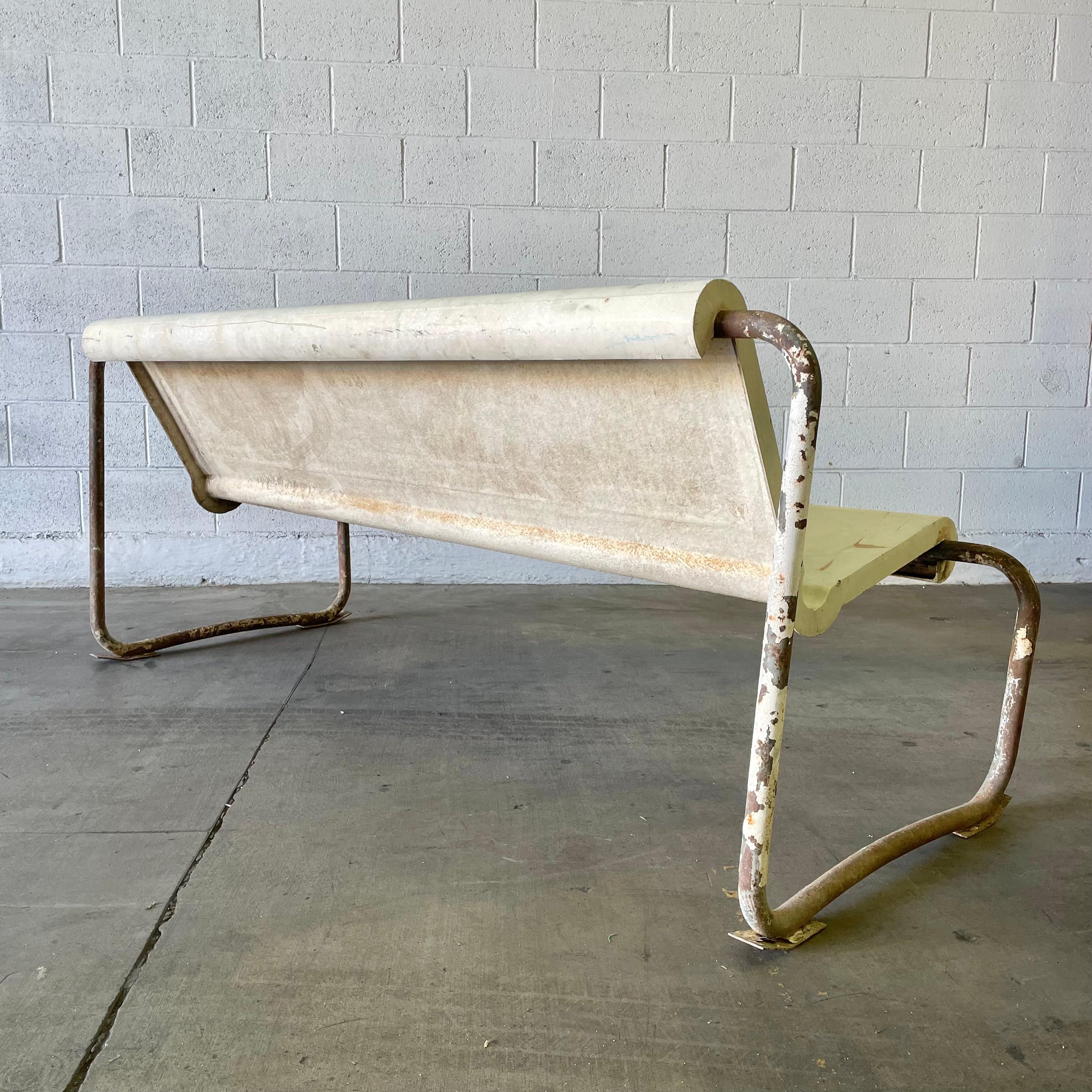 Willy Guhl Creme Fiberglass Bench  In Good Condition In Los Angeles, CA