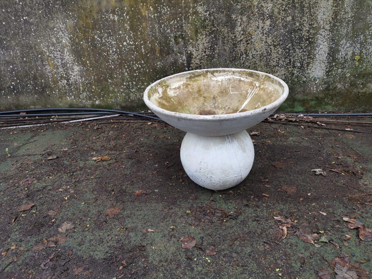 Hand-Crafted Willy Guhl, Eternit, Garden Planter with Ball Stand for the Dish Shaped Planter